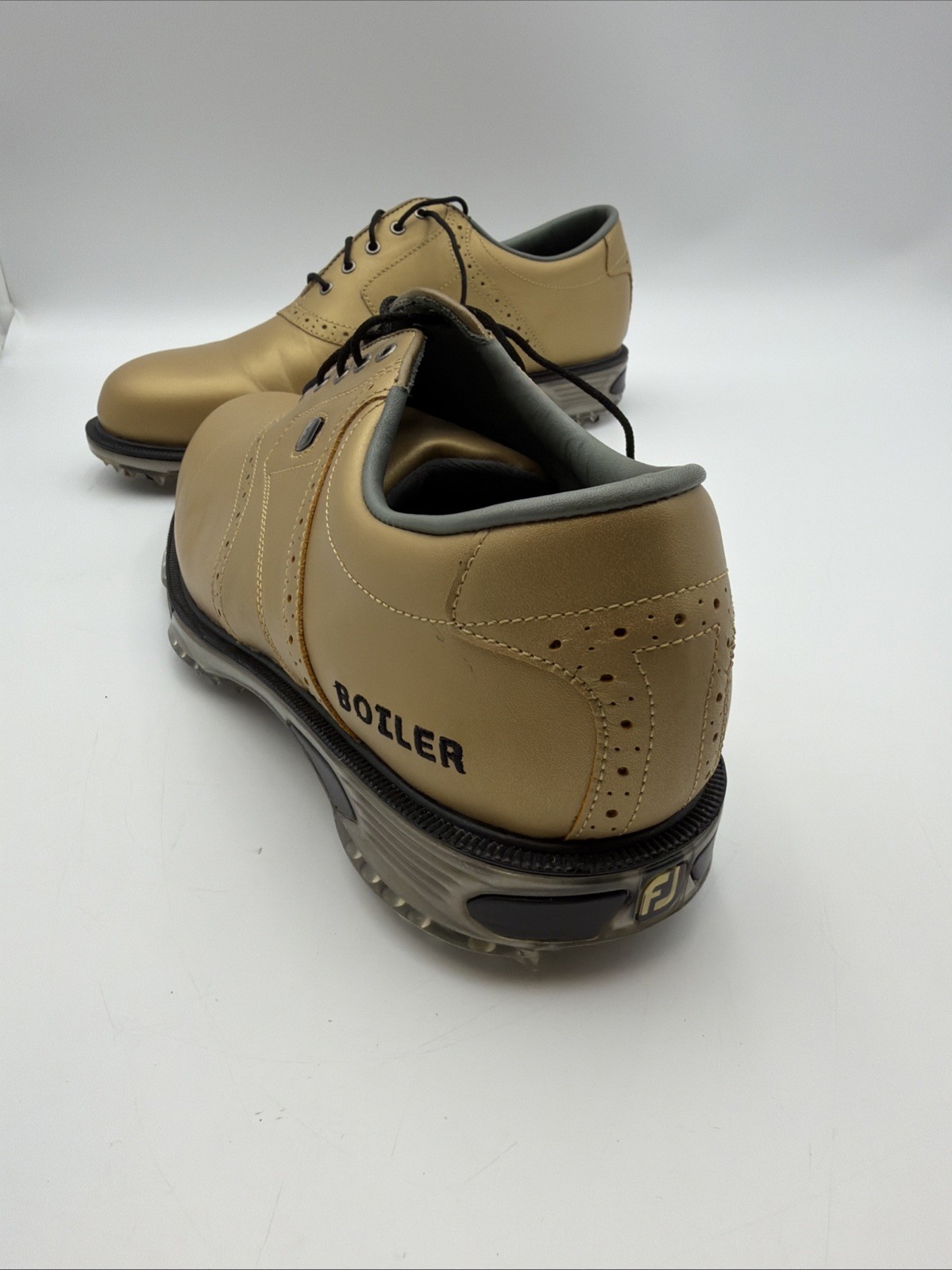 Foot-Joy DryJoys Mens Gold Purdue Shoes, Soft Spikes, Size 12