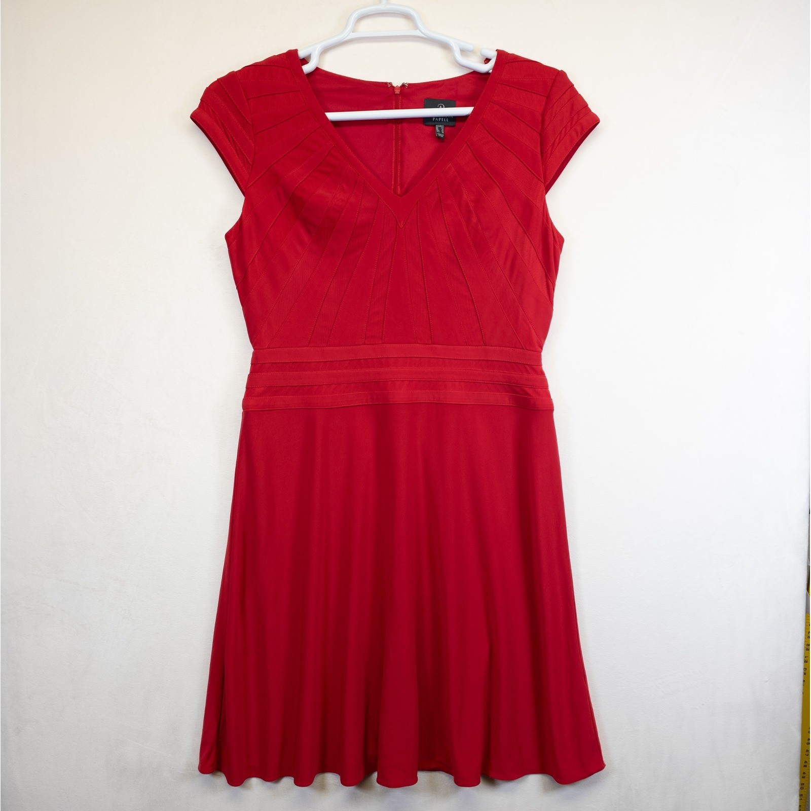 Adrianna Papell Dress Womens 12 Red Fit Flare Classic Romantic Chic Minimalist