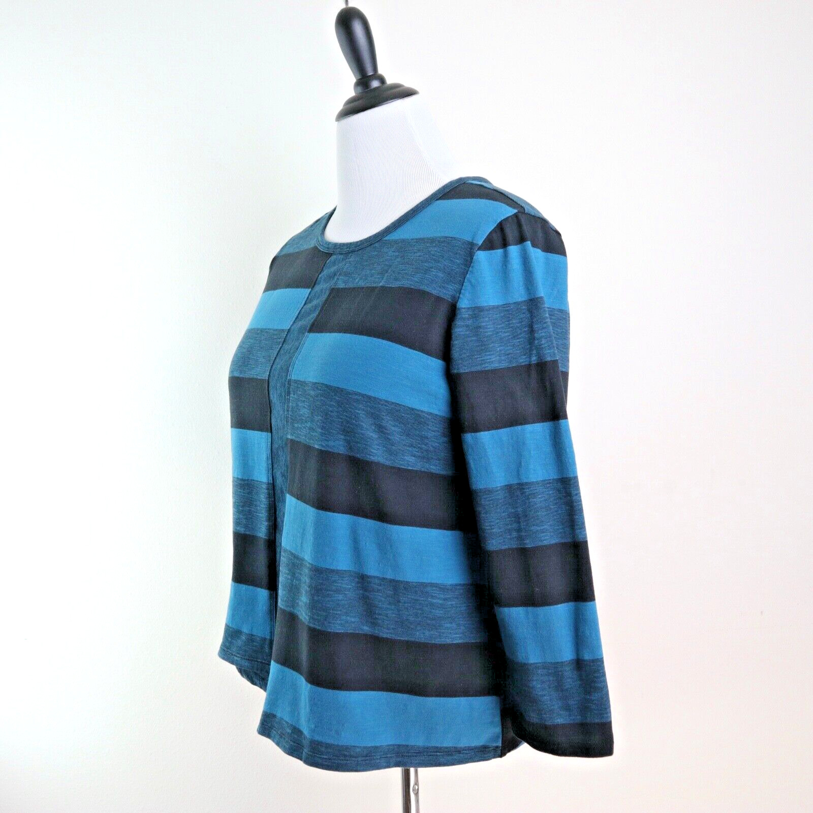 Habitat Size M Stripe Asymmetrical Hem Tee Jersey Blue Black