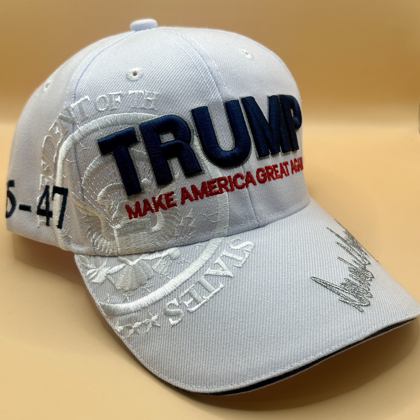 Donald Trump Hat Raised Embroidery President Seal Signature 45-47 US Flag