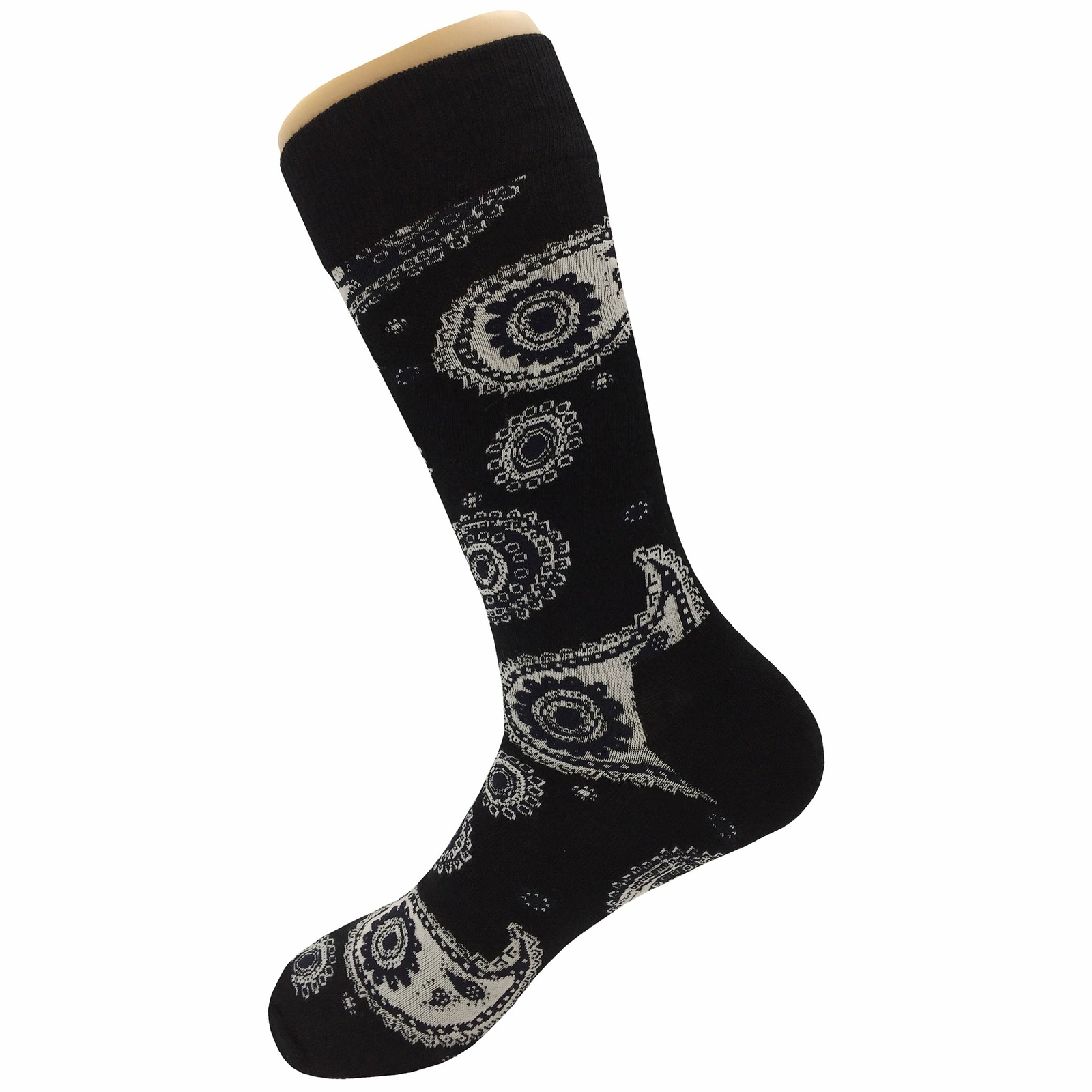 NWT Black Paisley Dress Socks Novelty Men 8-12 Black Crazy Fun Sockfly