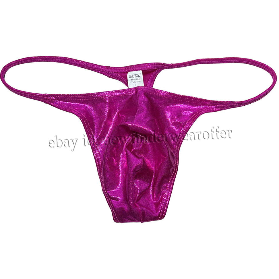 Men Shiny Bikini Thong Underwear Low-rise G-string Bulge Pouch T-back Jockstrap