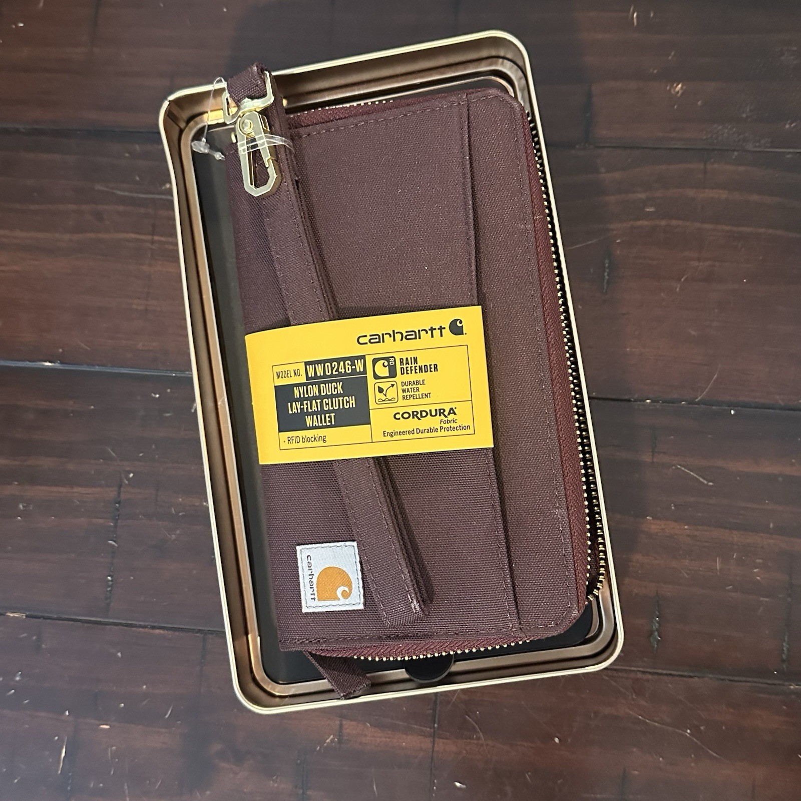 Carhartt Casual Canvas Wallet for Women Nylon Duck Lay-Flat Clutch Deep Wine