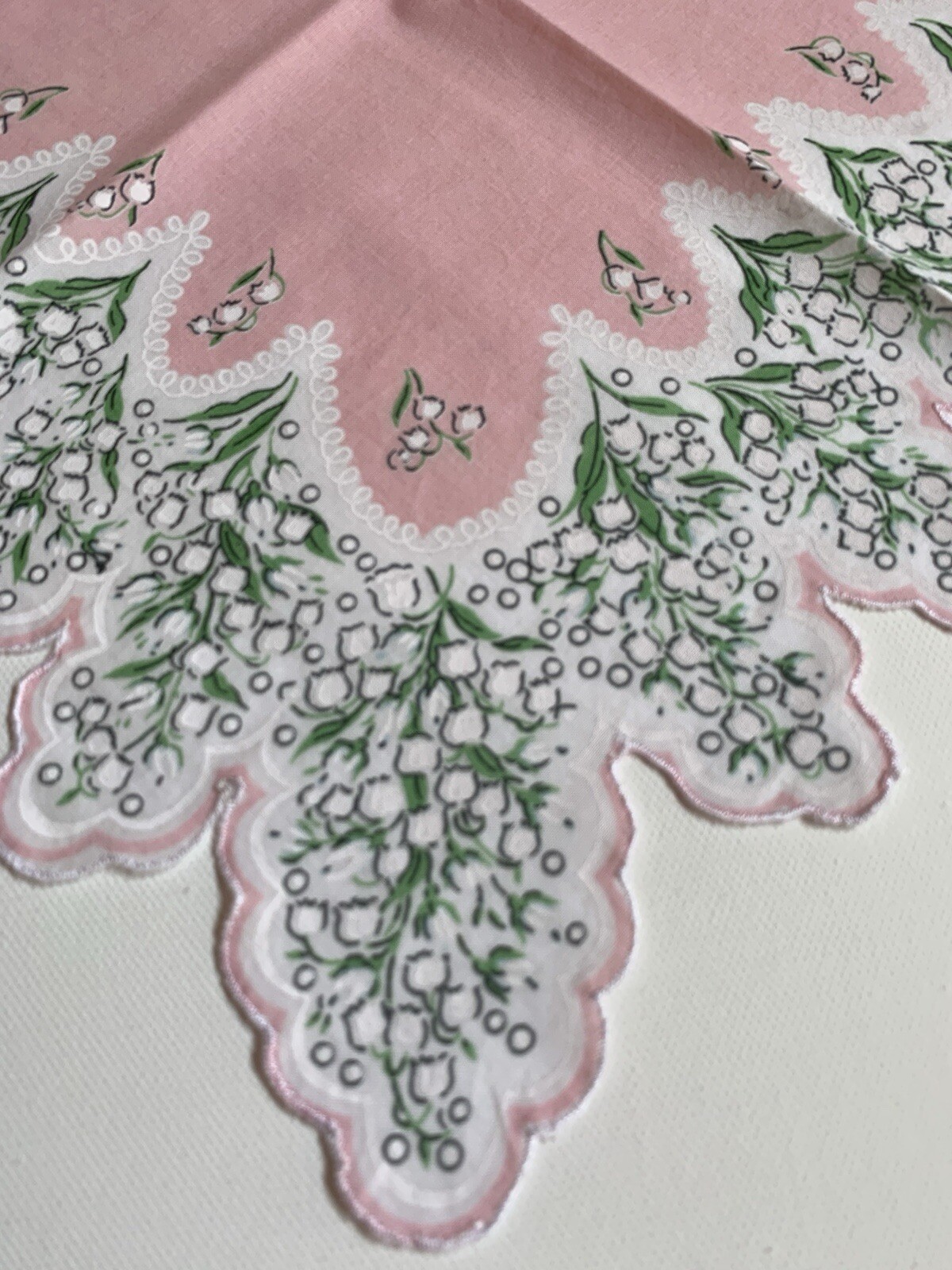 Beautiful New Pink Lily Of The Valley Floral Handkerchief – LuRay Hankie!