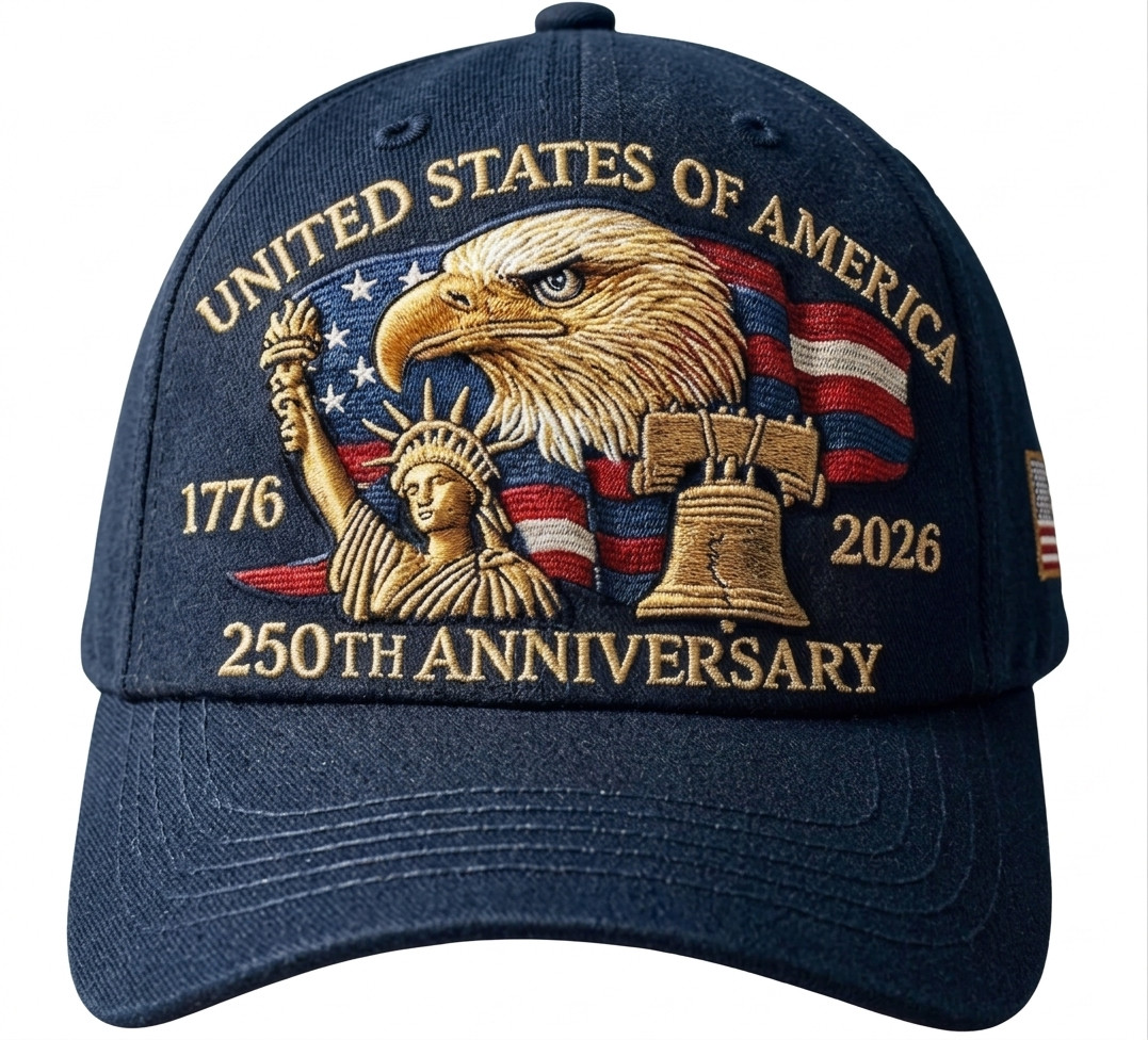 July 4th USA 250th Anniversary Cap Patriotic Veteran Gift Embroidered Adjustable