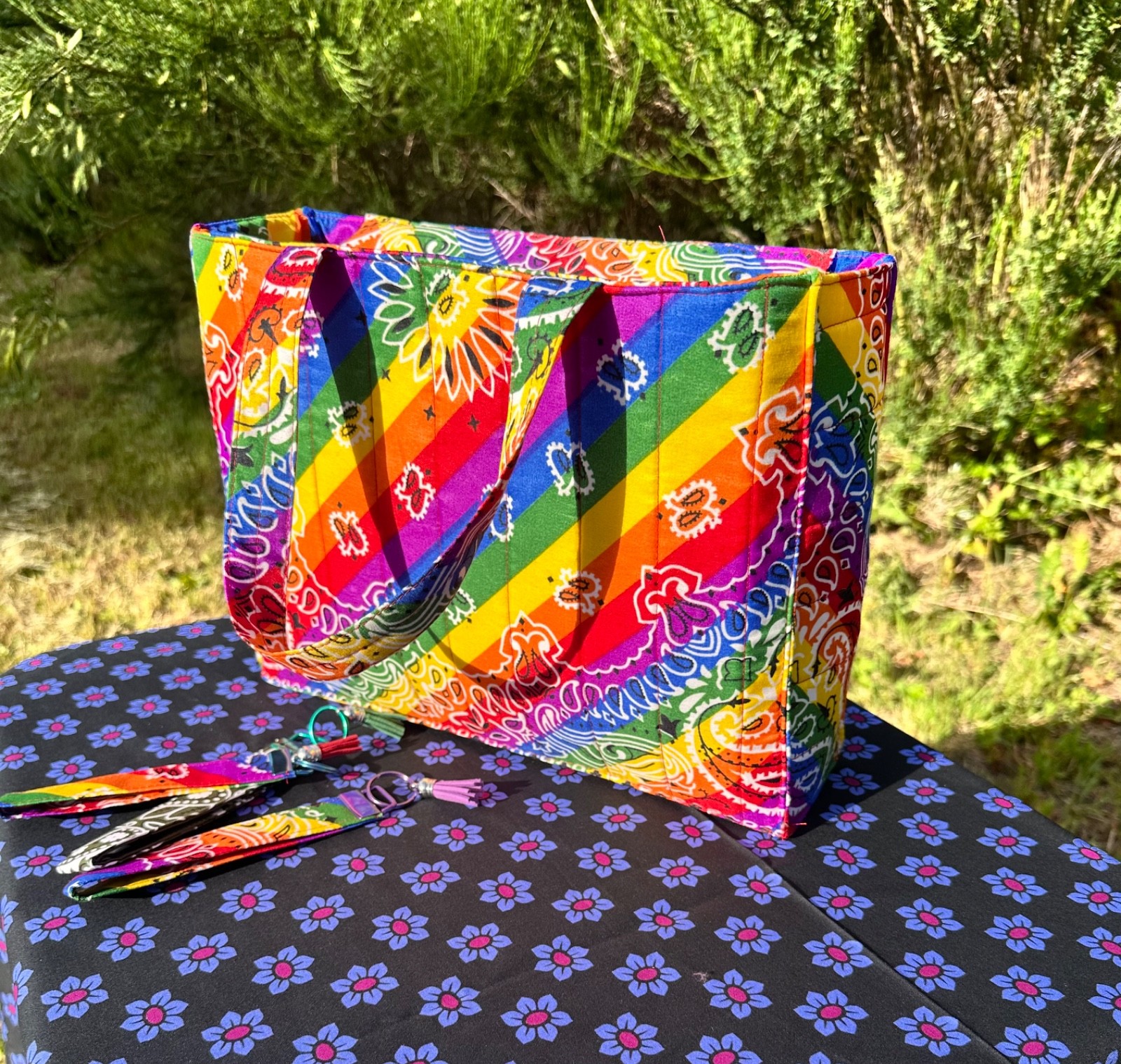 Handmade Rainbow 🌈 zip up handbag