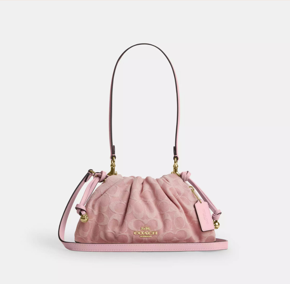 COACH Faye Shoulder Bag Signature Denim Light Pink CER68 IMNH1 Auth New