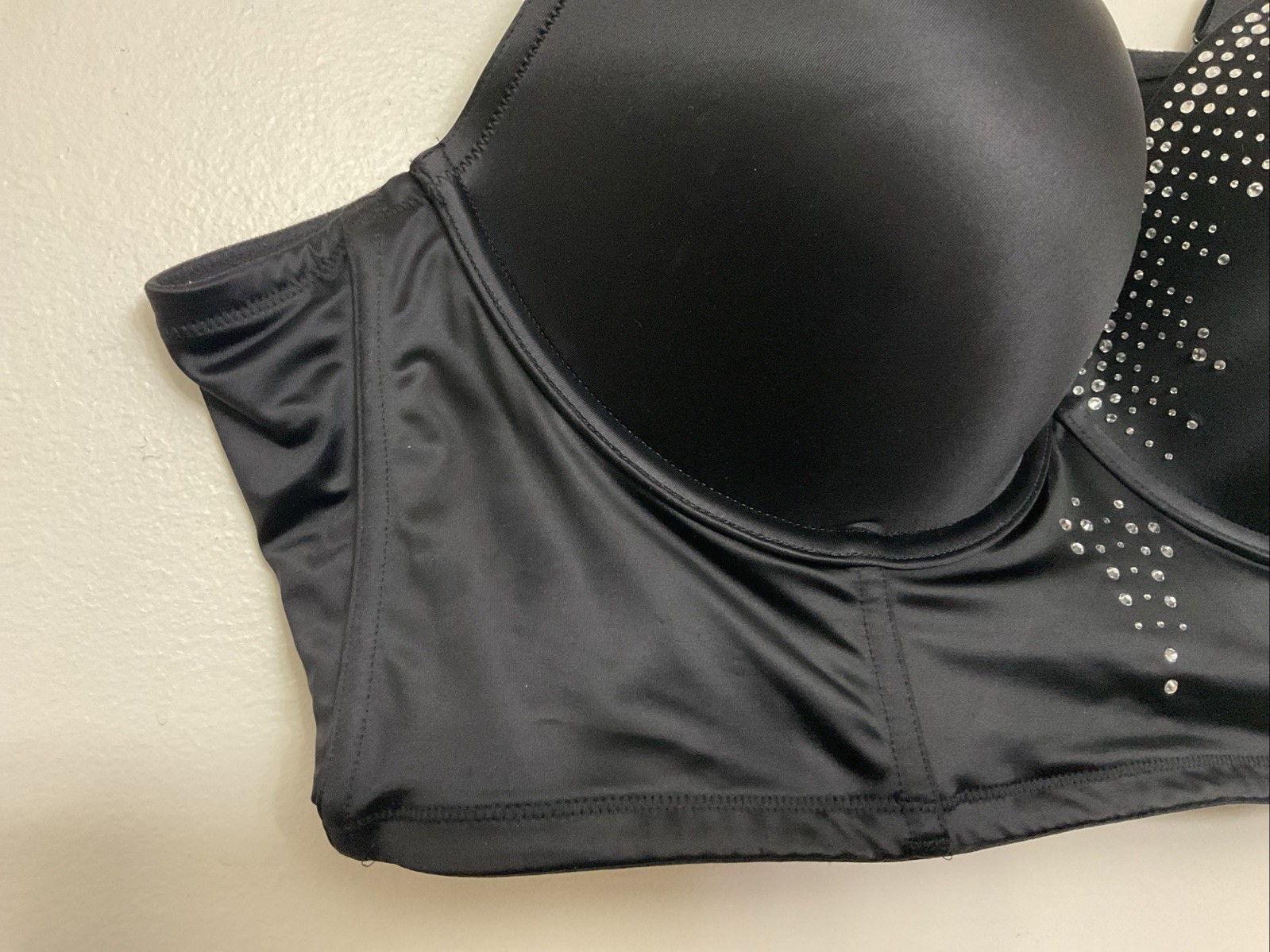 Womens Torrid XO Plunge Push-Up Bra Diamante rhinestone Black Size 50 B