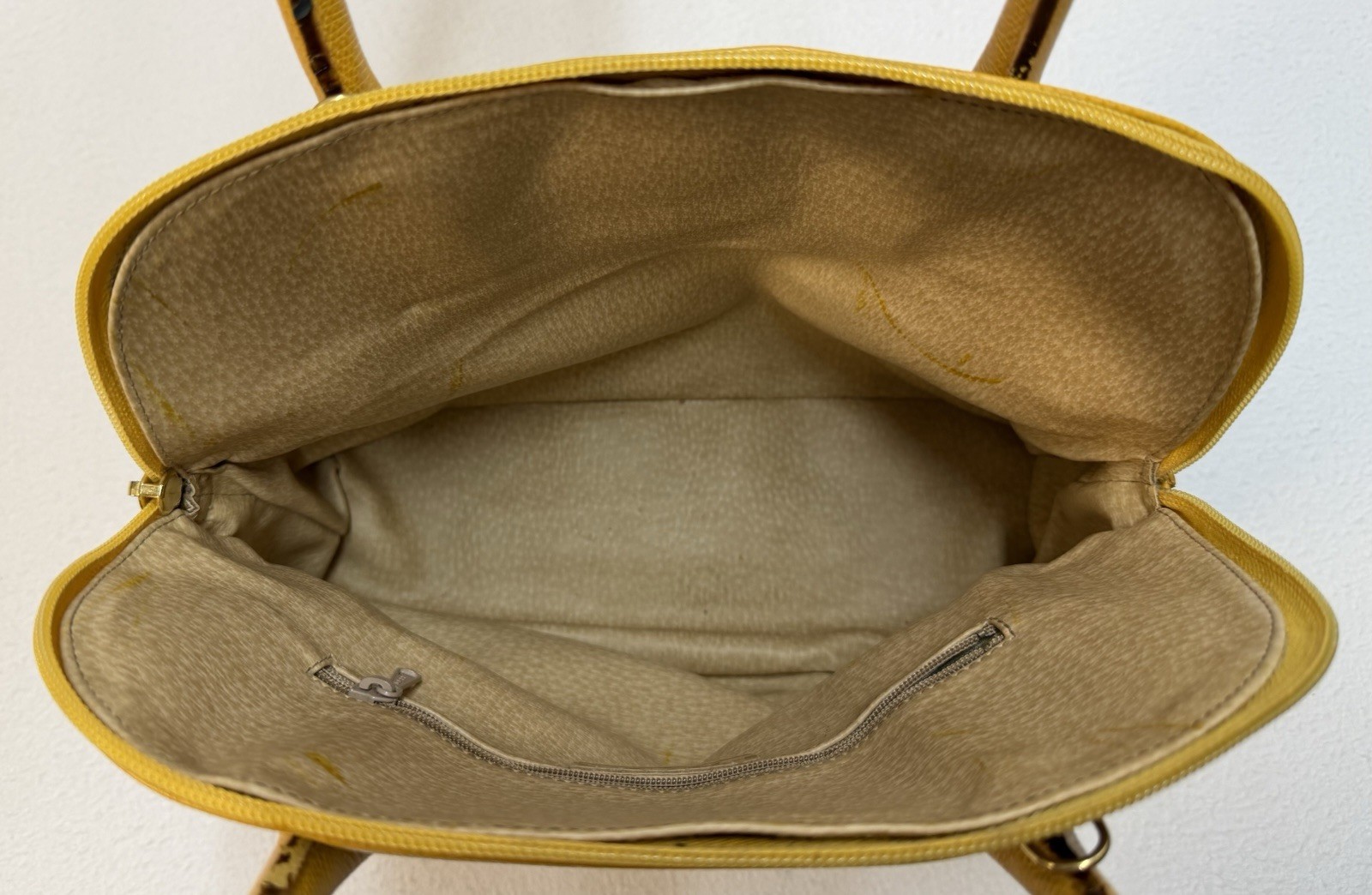 Vintage 80s-90s Stefano Bravo Yellow Leather Italy Bolide-Style Dome Satchel Bag