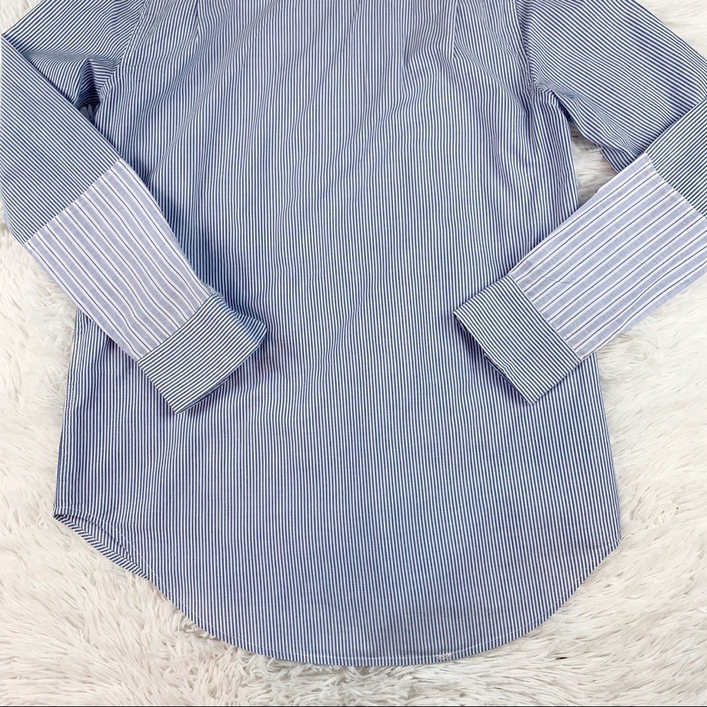 Equipment women’s XS long sleeve blue striped button up shirt poplin cotton