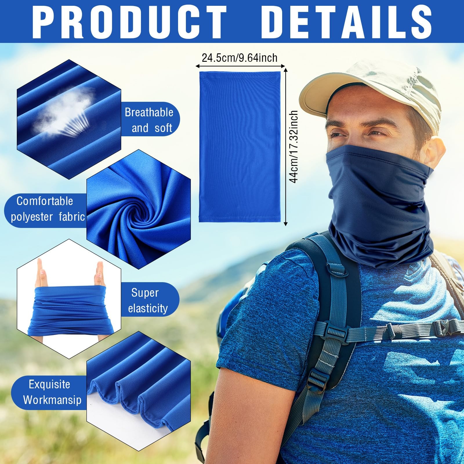 40 Pcs Neck Gaiter Bulk Summer Face Mask UV Protection Face Cover Scarf Balac…