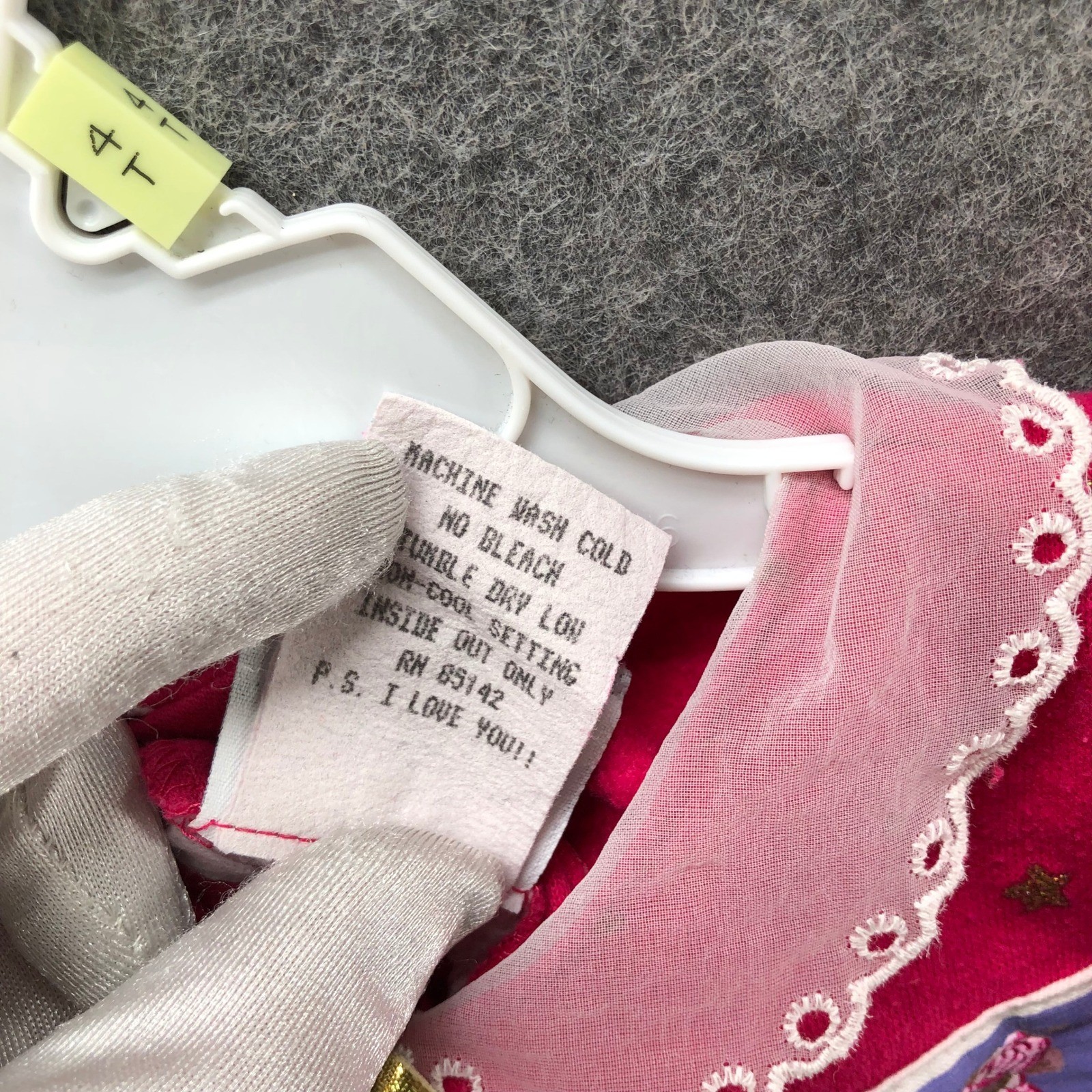 Vintage 80s 90s Spumoni Teddy Bear Swan Lace Collar Sweatshirt Pink Girls 2T