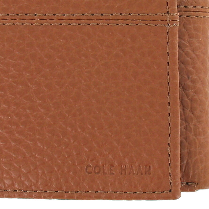 Cole Haan Men’s Slim Pebbled Leather Tri-Fold Trifold Wallet – Cognac