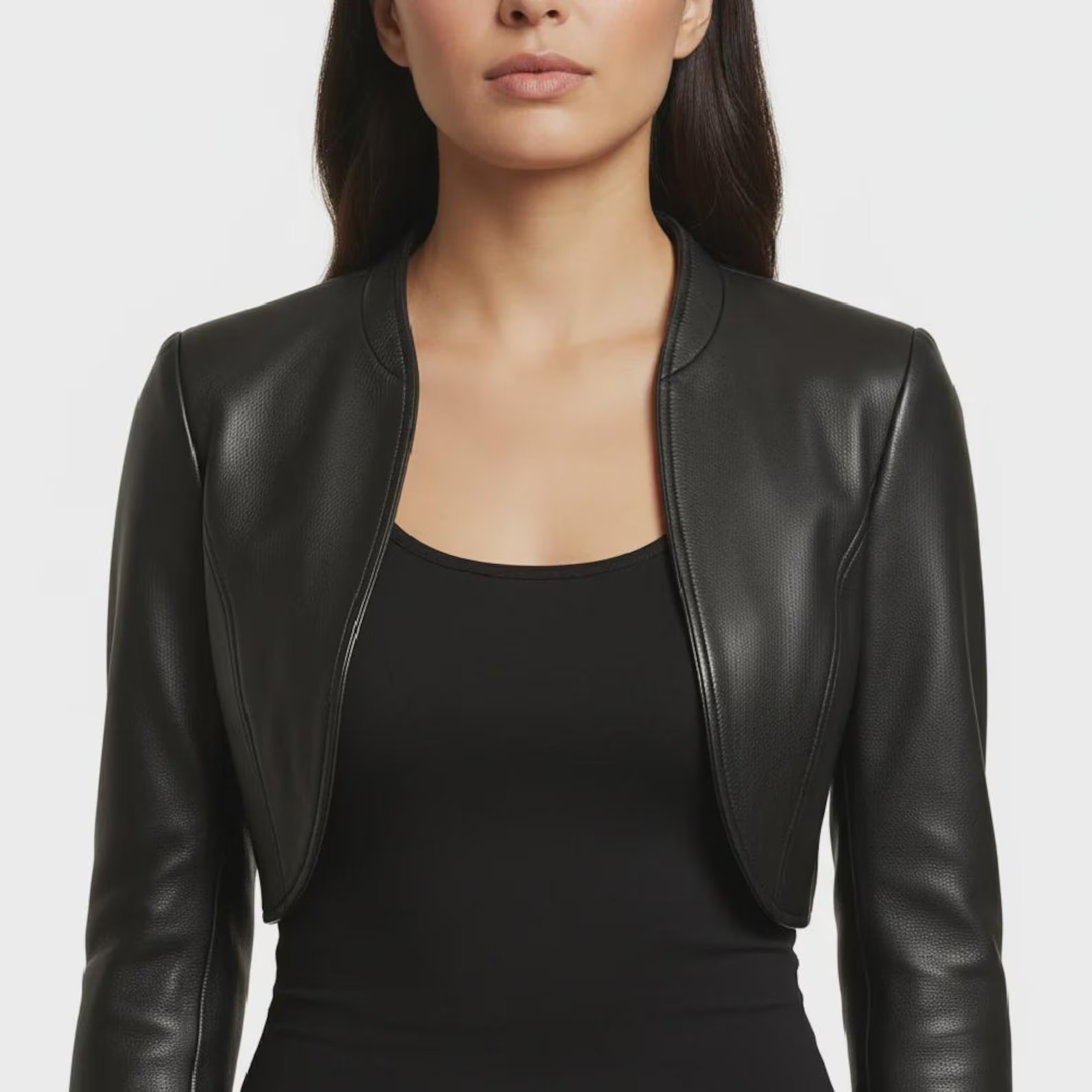Women’s Handmade Black Cropped Bolero Leather jacket – Women’s Cropped Black