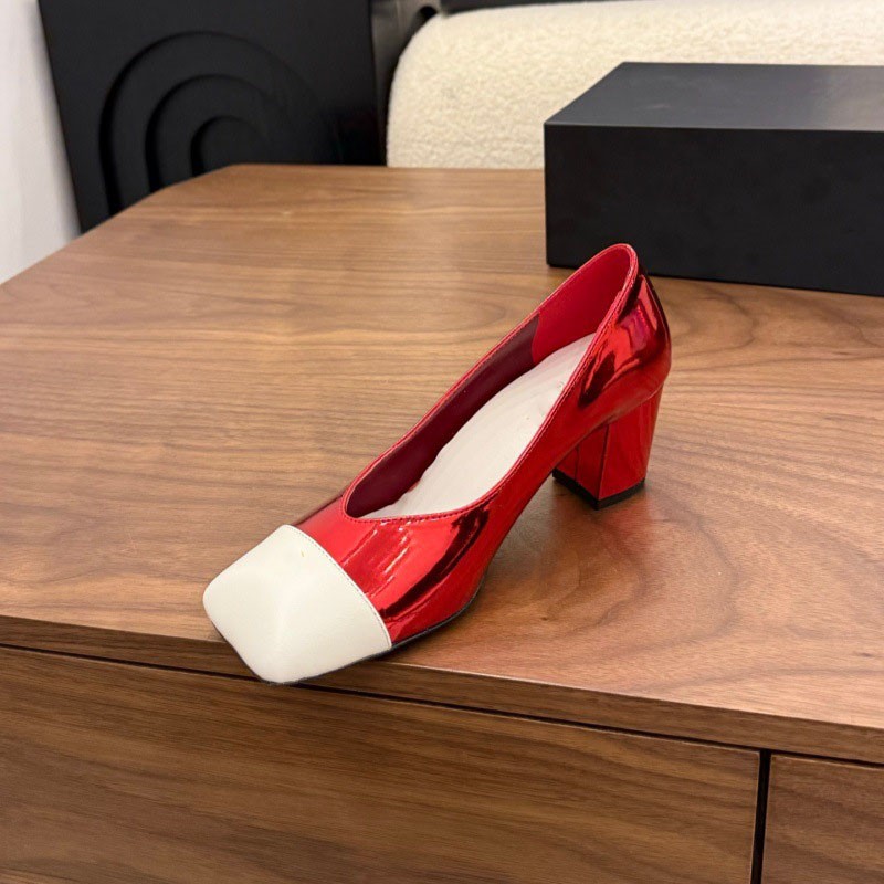 2cm/6cm/8.5cm Square toe High-Heeled Shoes Baotou Thick-Heeled boat shoes Women
