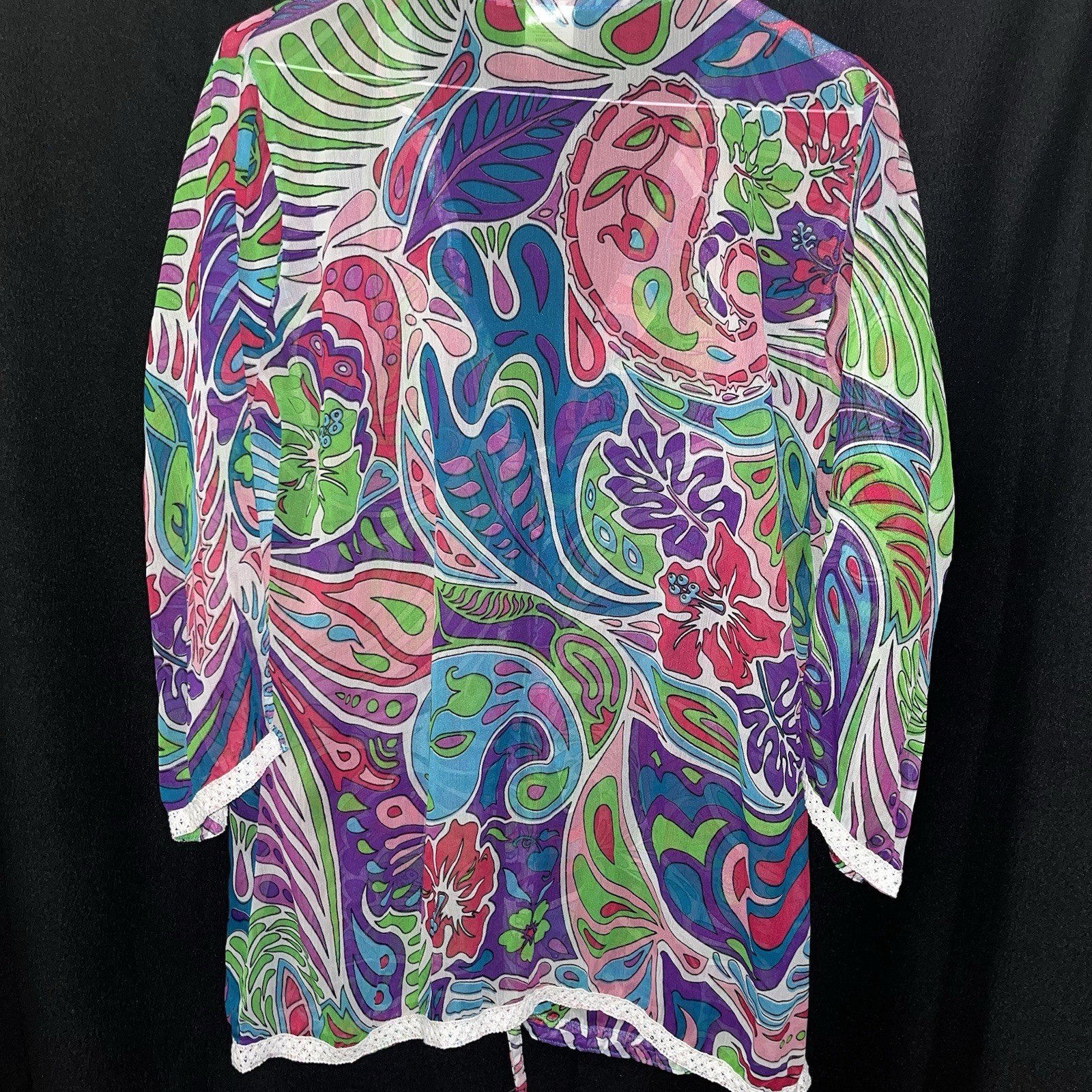 VTG Y2K Bearfoot Attitude XL Cardigan Paisley Floral Swirl Patterns Embroidered