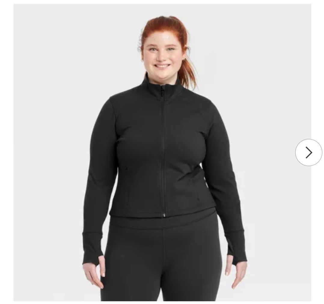 All in Motion Dynamic Flex Full Zip Track Jacket Black Women’s Plus 4X