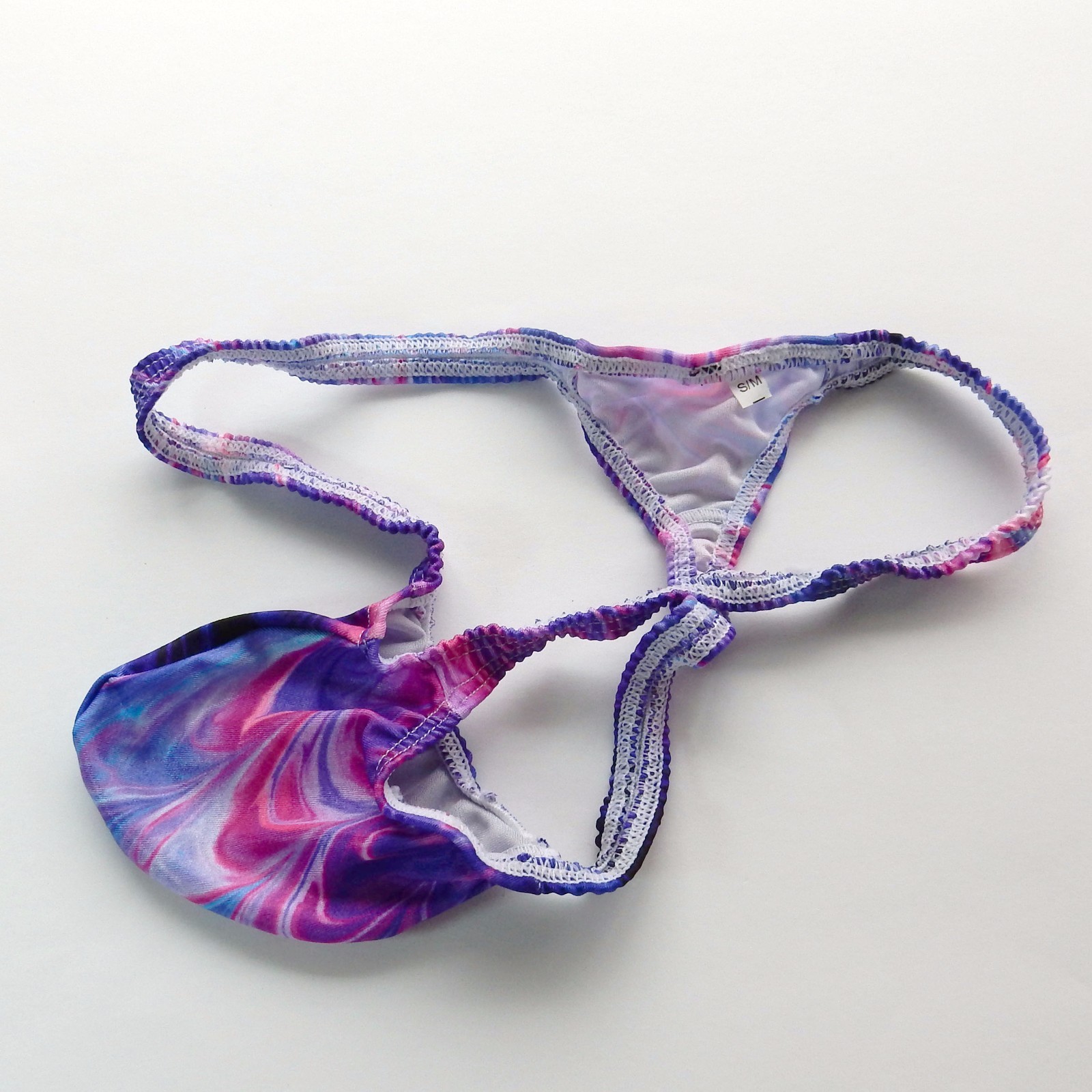 K403 P String Thong Grape Smugglers Contoured Pouch FLAME prints Swim Fabric