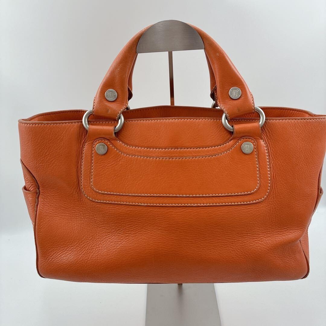 CELINE Boogie Bag Leather Orange Vintage Authentic From Japan