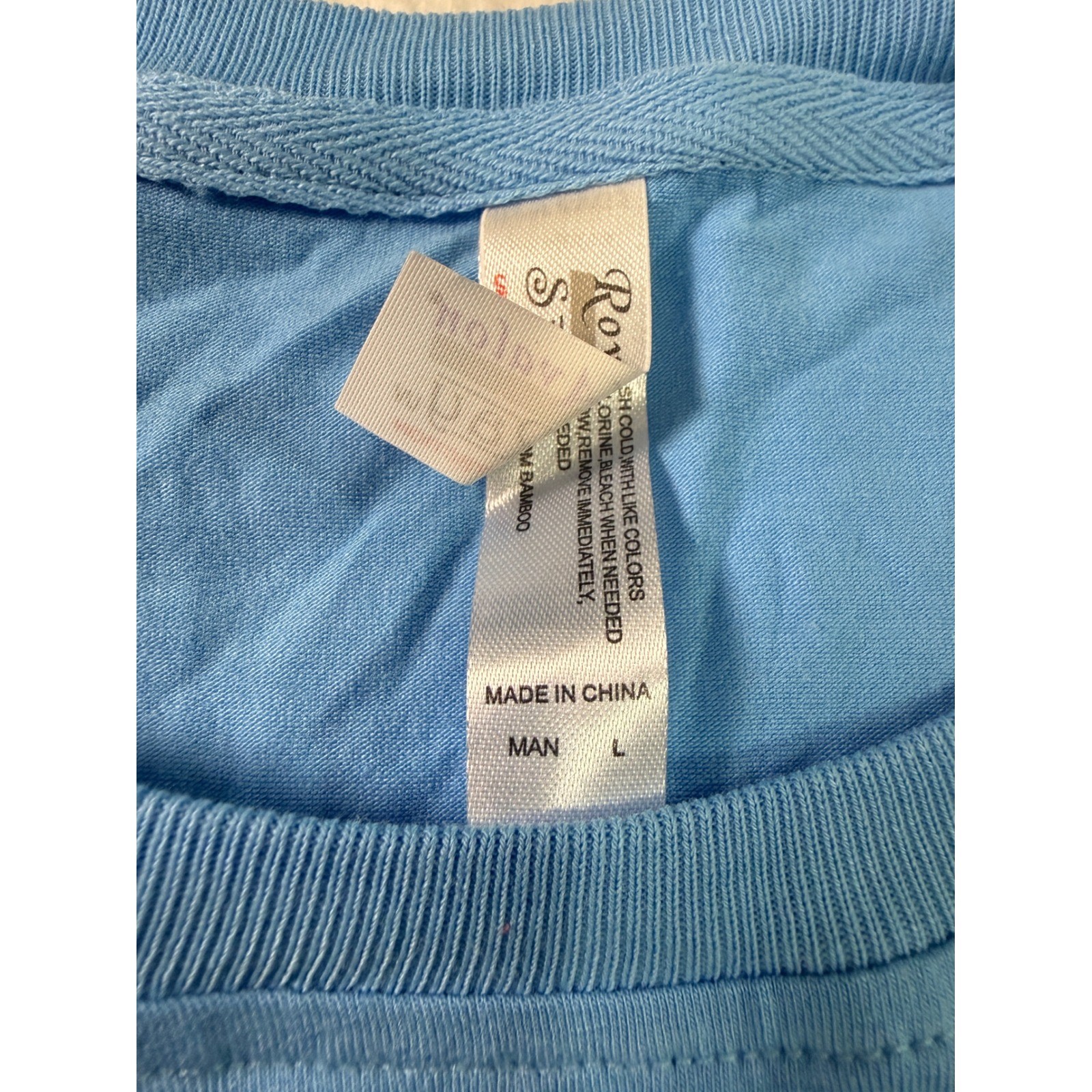 Royal Avalon Mens Bamboo Cotton Blend Crewneck T-Shirt Light Blue Large