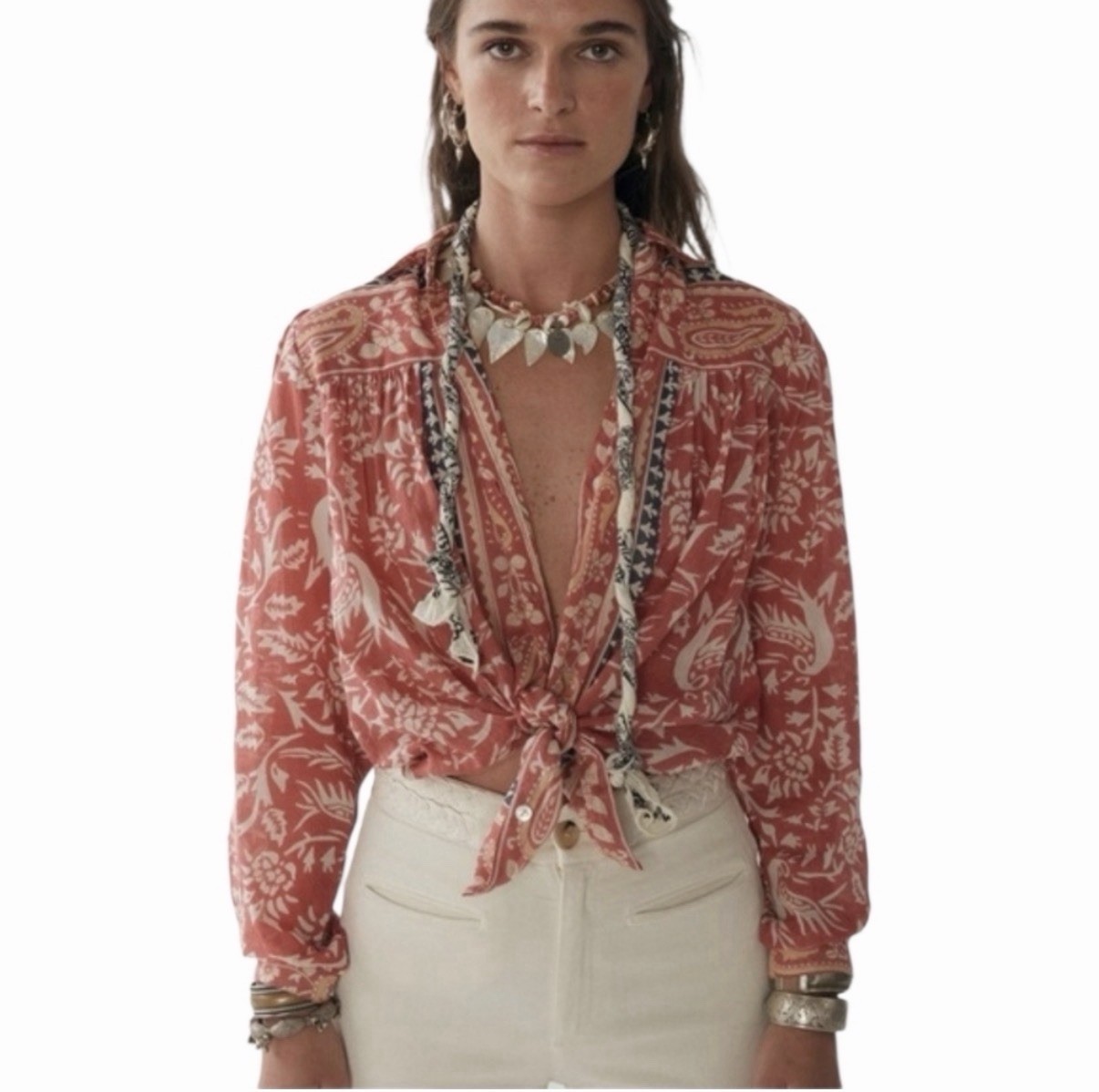 Maison Hotel Bruna Blouse/Shirt Palm Rosso Print Medium 100% Cotton slow fashion