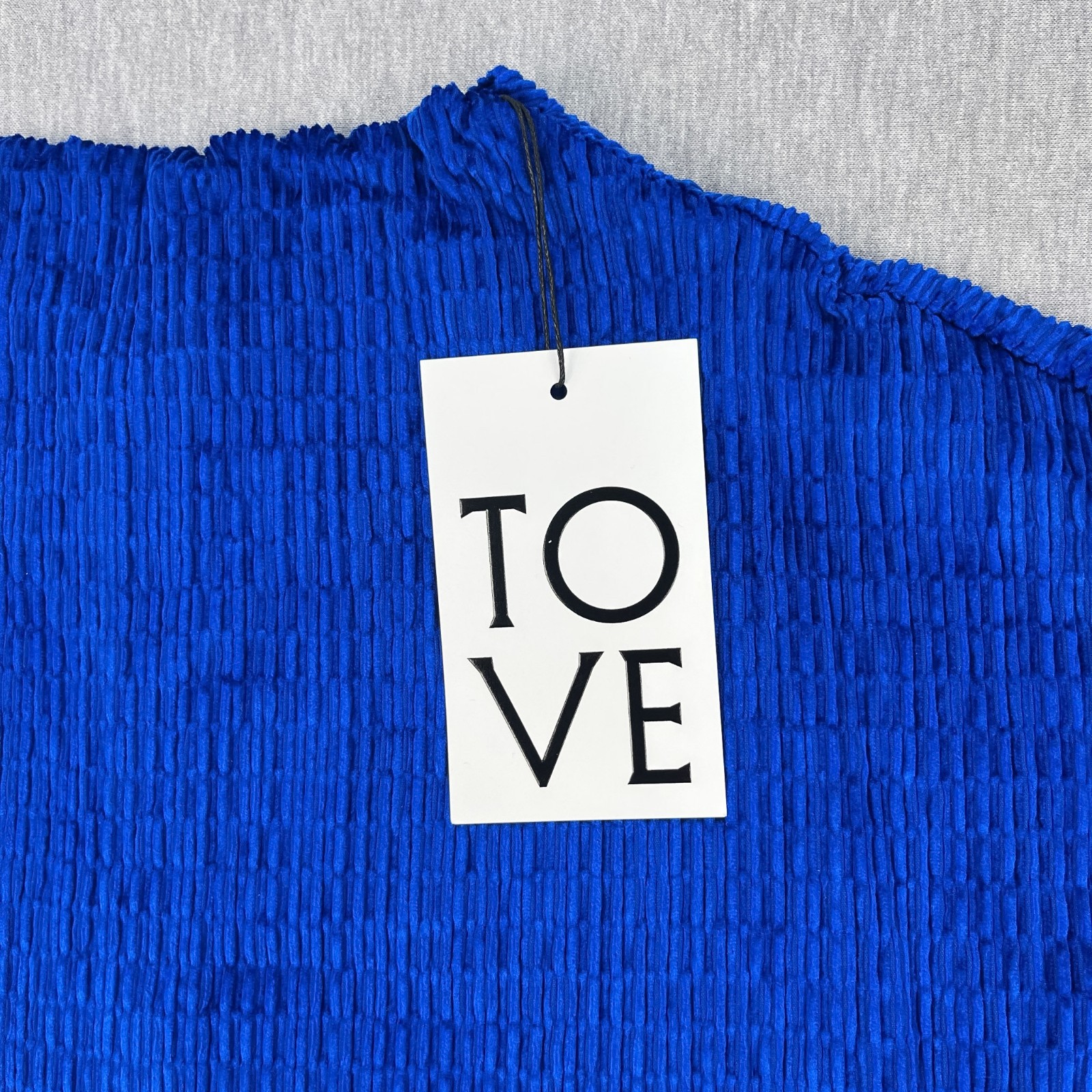 TOVE Alina Batwing Top Womens 42 (US 10) Deep Blue Crinkle Velvet Crop NEW
