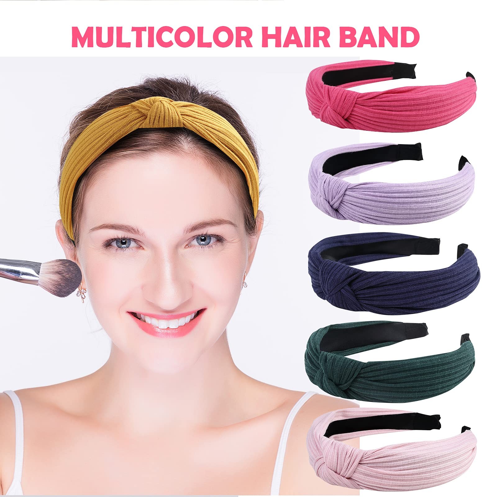 10 Pack Knotted Wide Headbands for Women Cute Fashion Head Pure color series