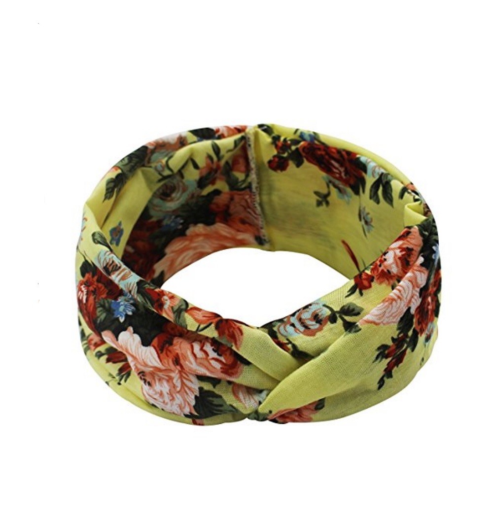 4-Pack Floral Print Turban Headbands – Women’s Elastic Twisted Hair Bands