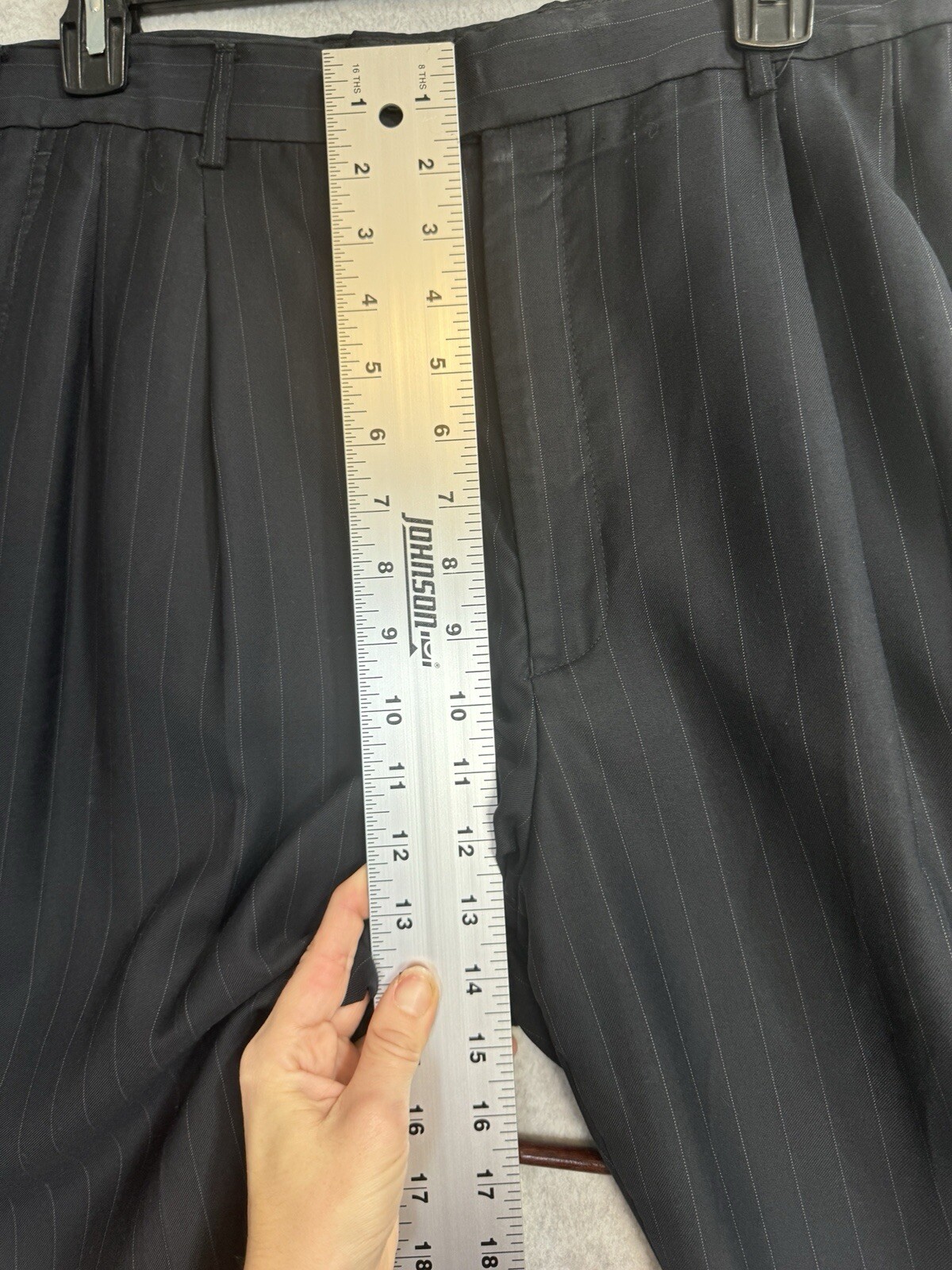George Men’s Navy Blue Pinstripe Suit 42R 36 x 27 Three Button Blazer Trousers