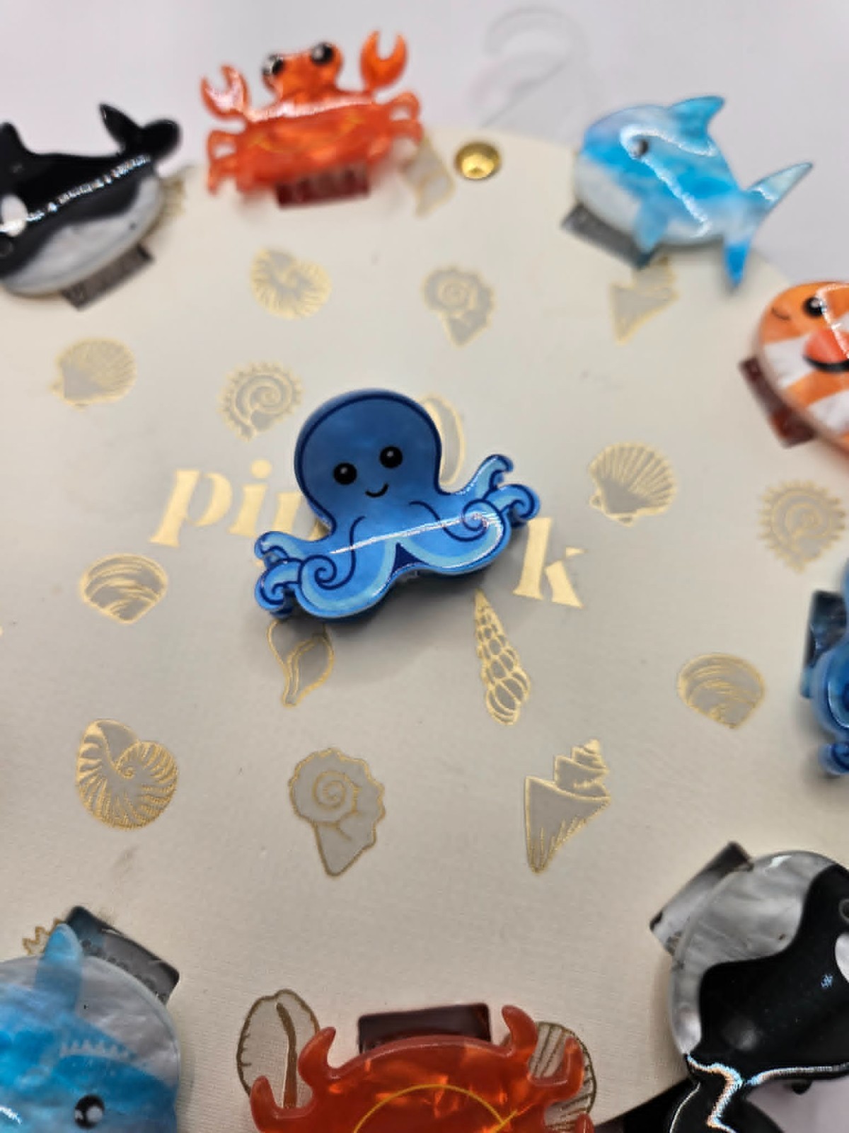 Piper K Hair Clips 10 pc Set Marine animals ocean octopus orca crab