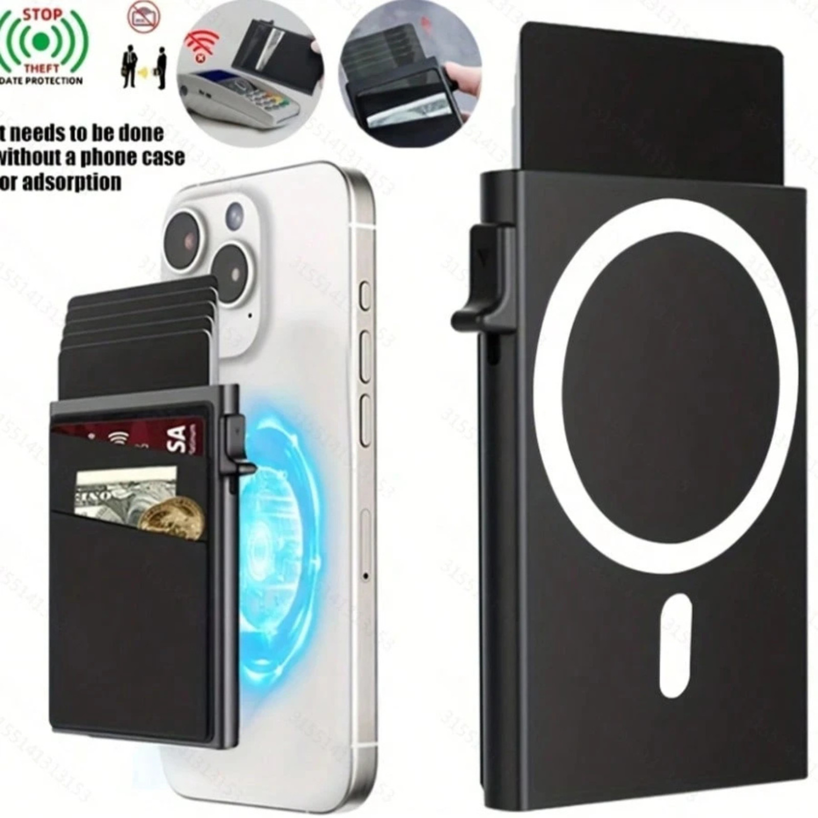 Magnetic Credit Card Holder Wallet Slim Metal Pocket Pop Up Wallet Case For Card