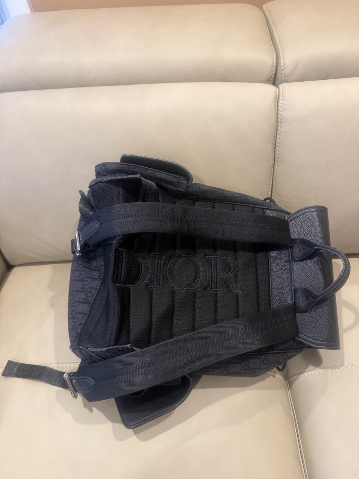 Dior Black Backpack Drawstring Flap Top Front Pocket