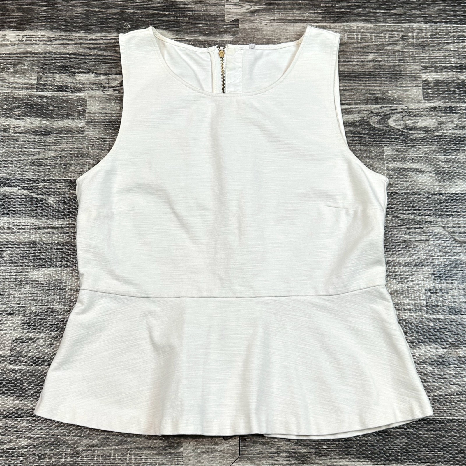 J. Crew Women’s sz MED White Cotton Spandex Sleeveless Peplum Top