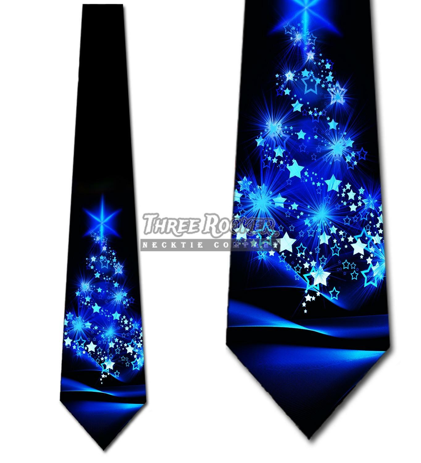 Christmas Ties Men’s Xmas Tree Holiday Necktie Black Tie