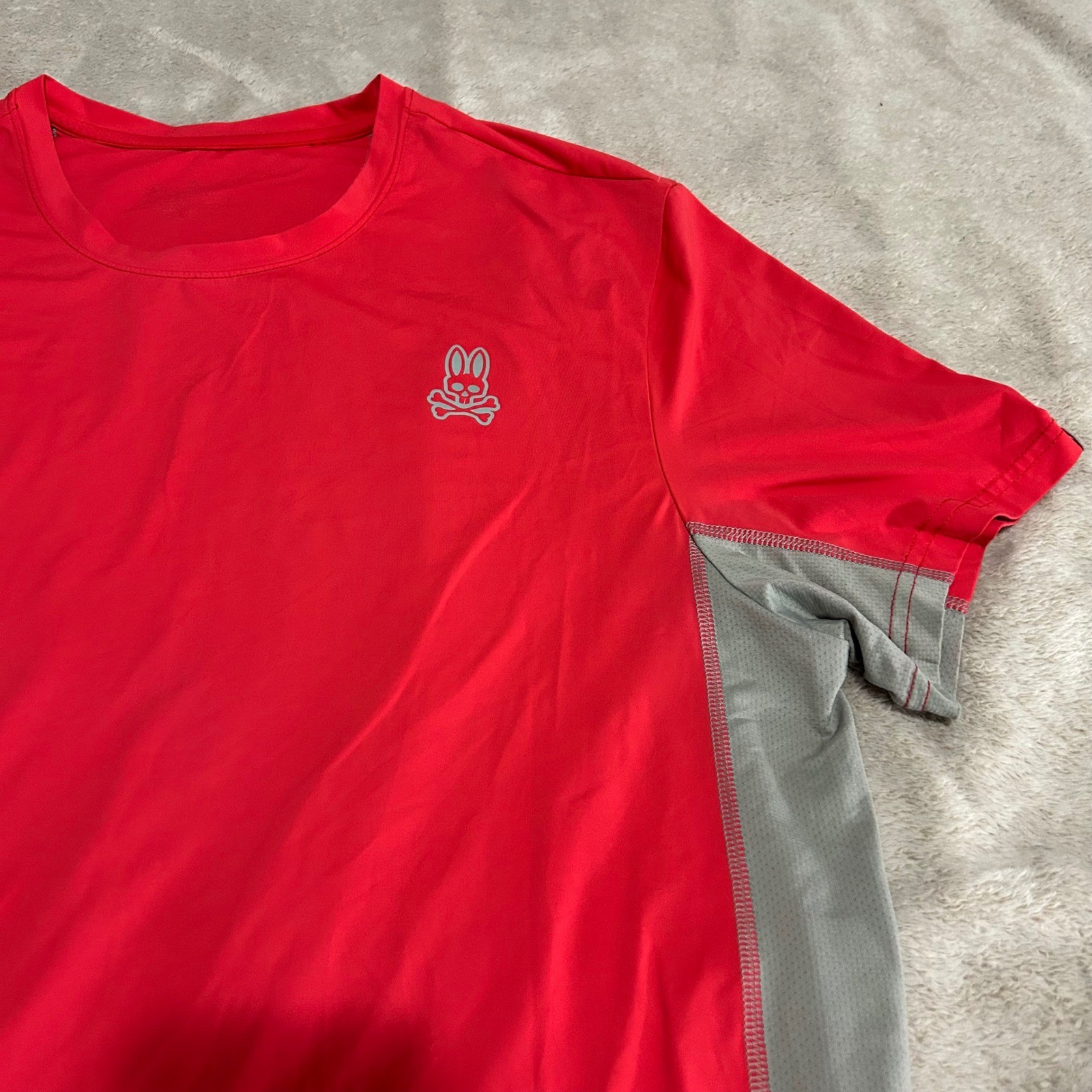 Psycho Bunny Performance T-Shirt Mens L Red Grey Mesh Activewear running jog