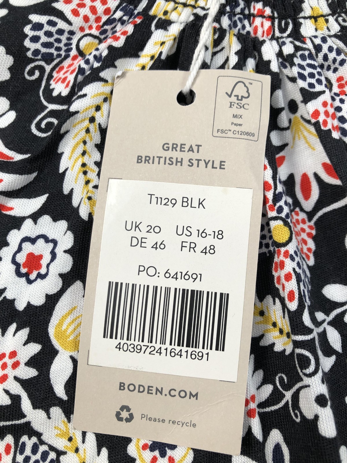 Boden Blouse Womens 16-18 Plus Multicolor Mock Neck Long Sleeve Floral Top NWT
