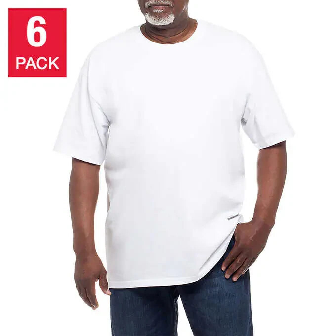 Kirkland Men’s 6-pack White 100% Cotton Crew Neck T-Shirts – FREE SHIPPING!