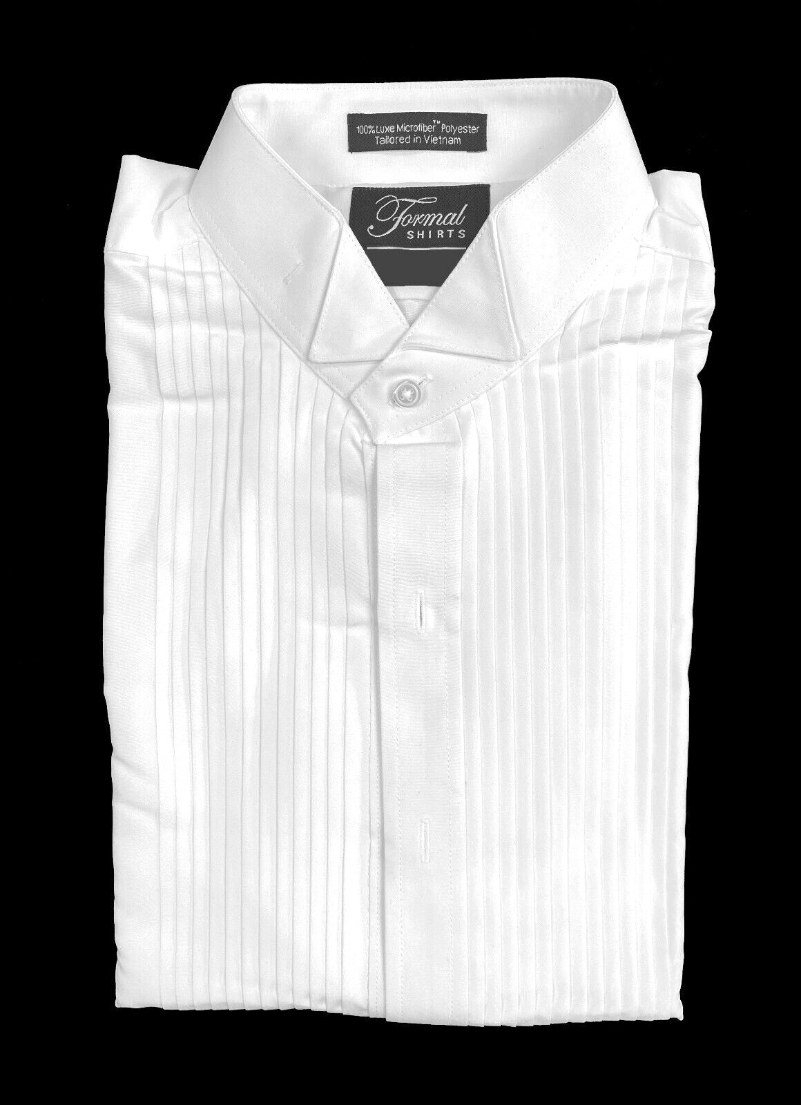 New Men’s White Tuxedo Shirt Pleated Front Wing Collar Big & Tall 7XL 34/35