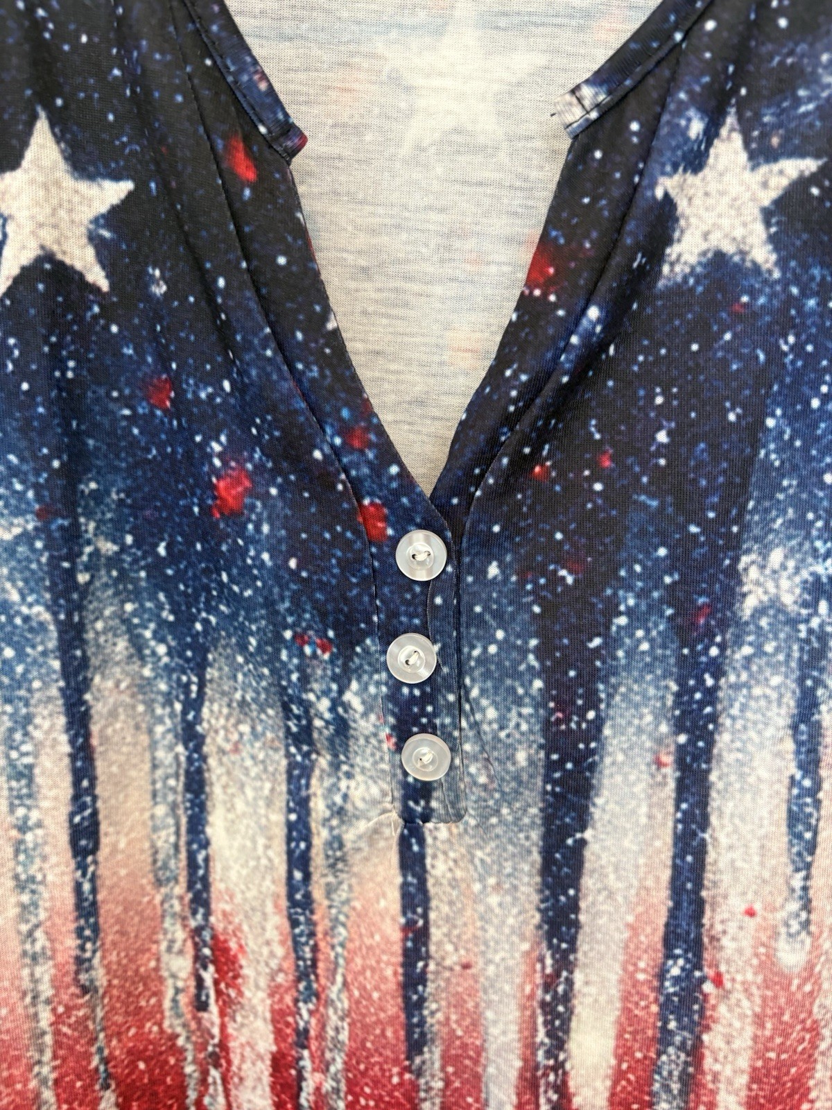 World Unity Patriotic Red White & Blue With Stars Blouse, Women’s Size XL
