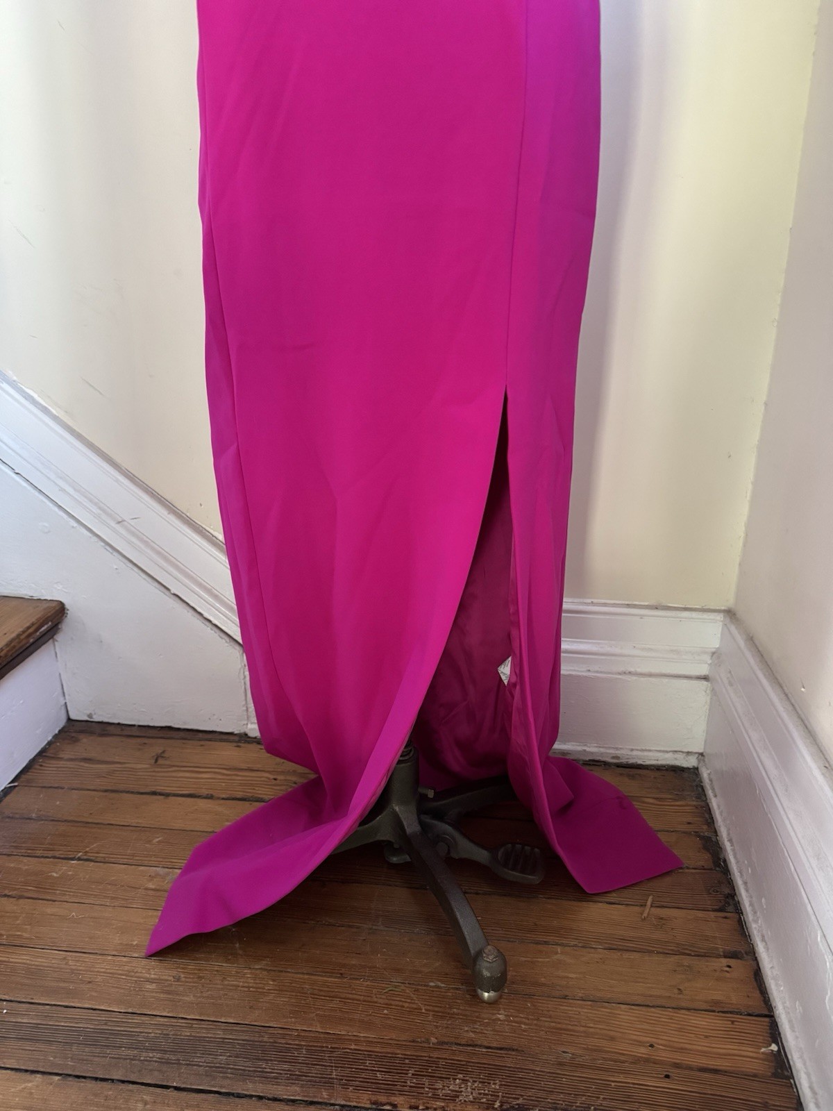 Theia Off Shoulder Column Gown Formal Dress Hot Barbie Pink Fuchsia size 10
