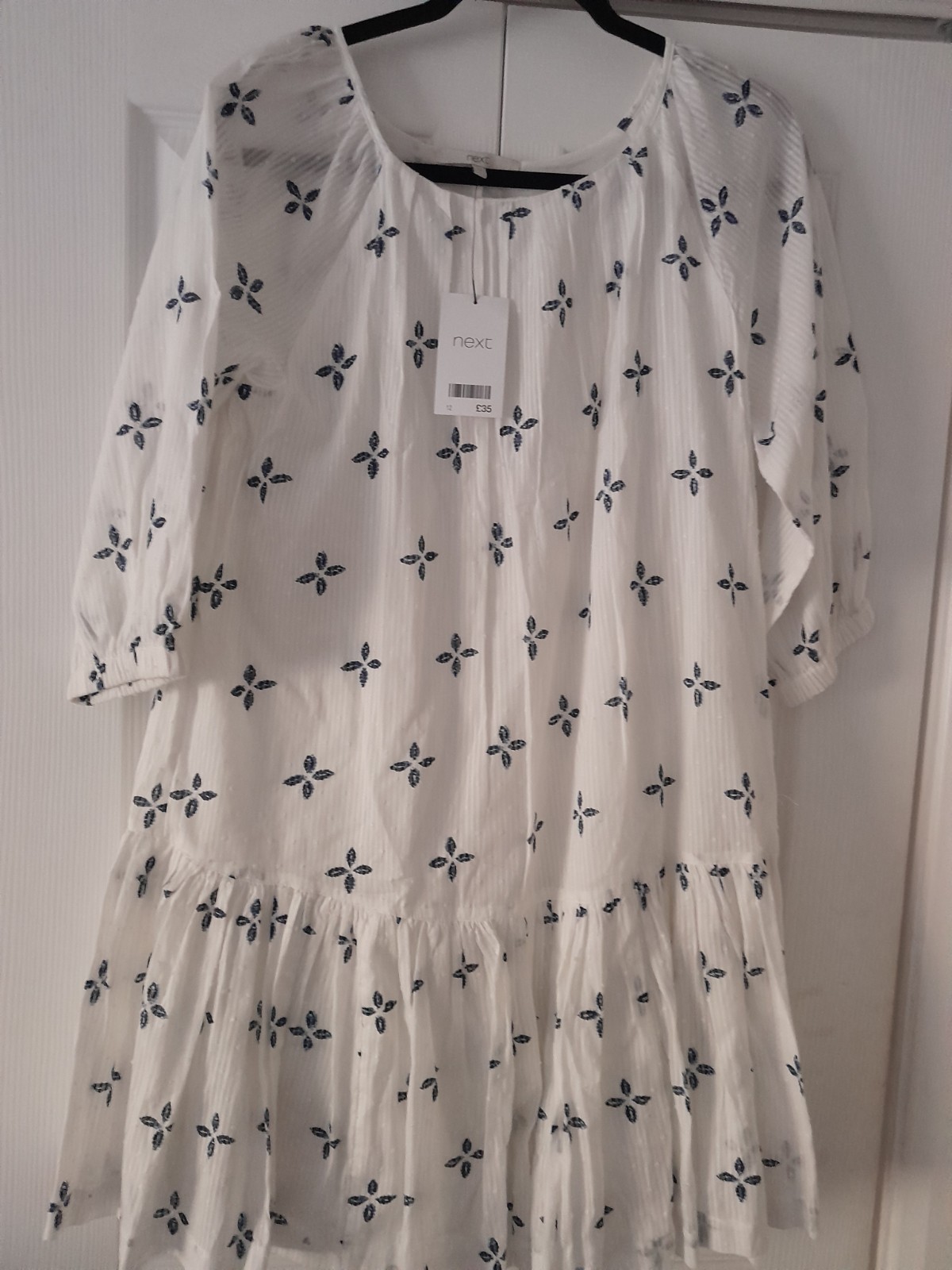 Next Embroidered 100% COTTON Short Dress Size 12. New With Tags