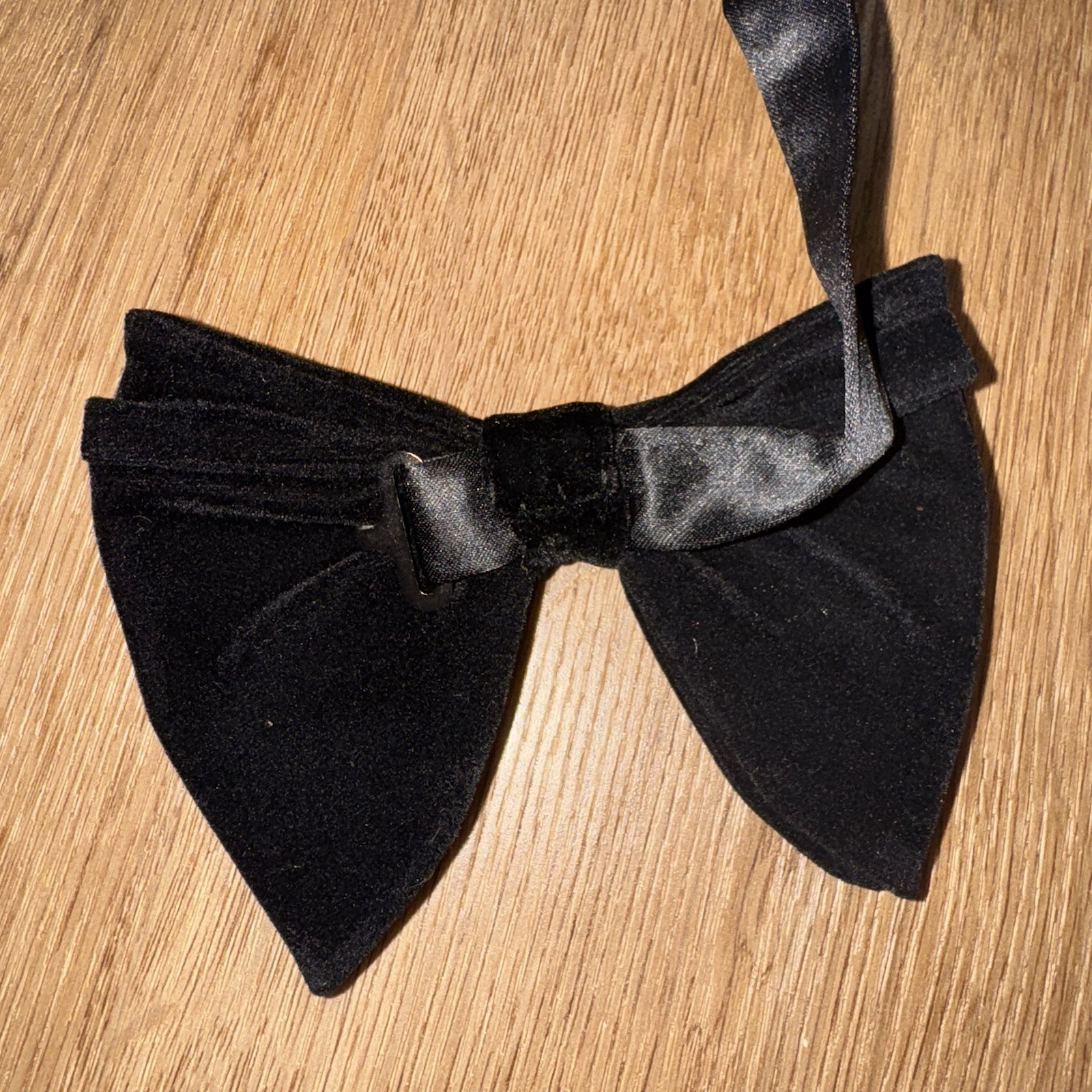Bow Tie Vintage Floppy Wide Velour Necktie Prom Tuxedo Black VTG 60s 70s Men NEW