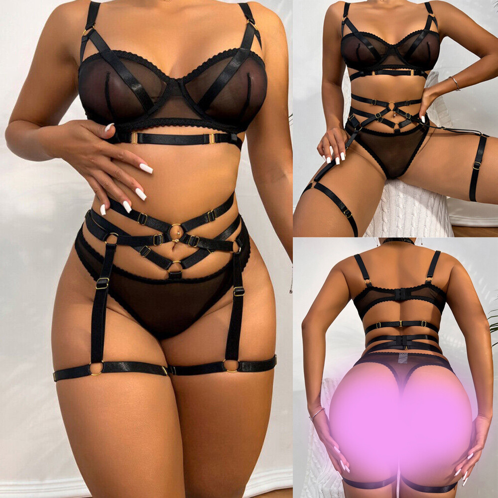 Sexy Women’s Lingerie Lace Underwear Bra Set Garter Babydoll Nightwear Sleepwear