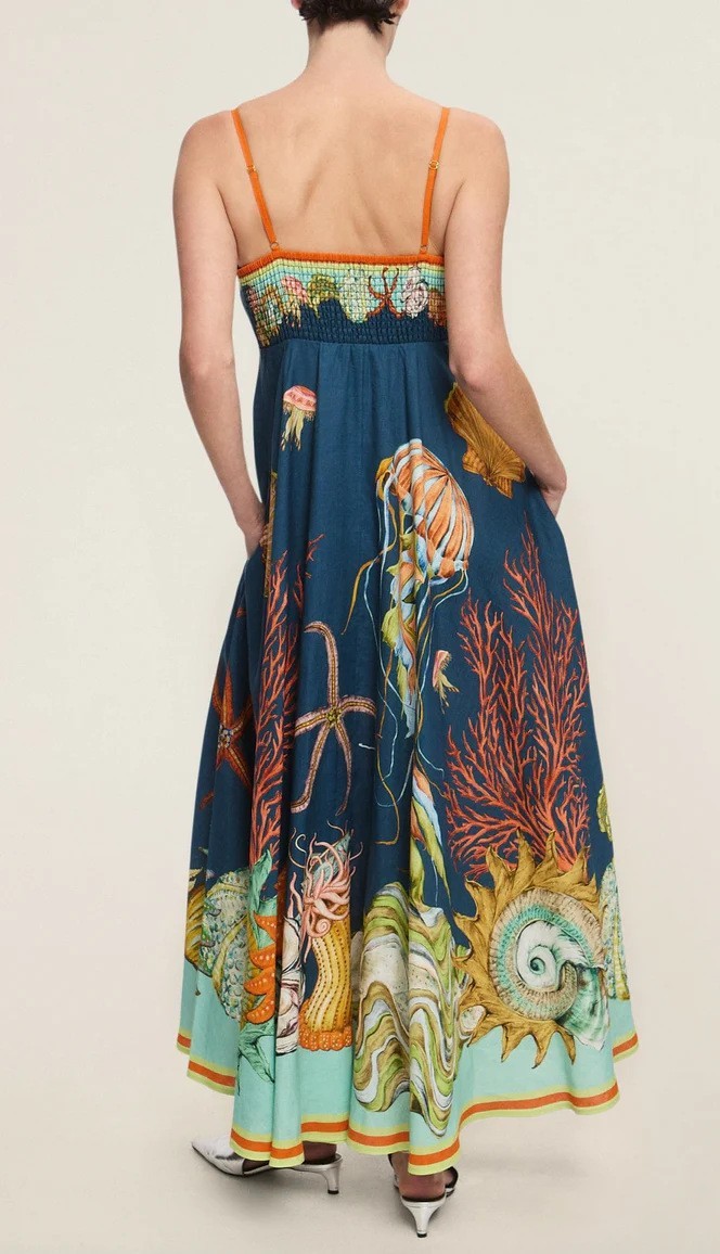 Women’s Alemais Floral New Square Neck Halter Mid-length Dress Ladies