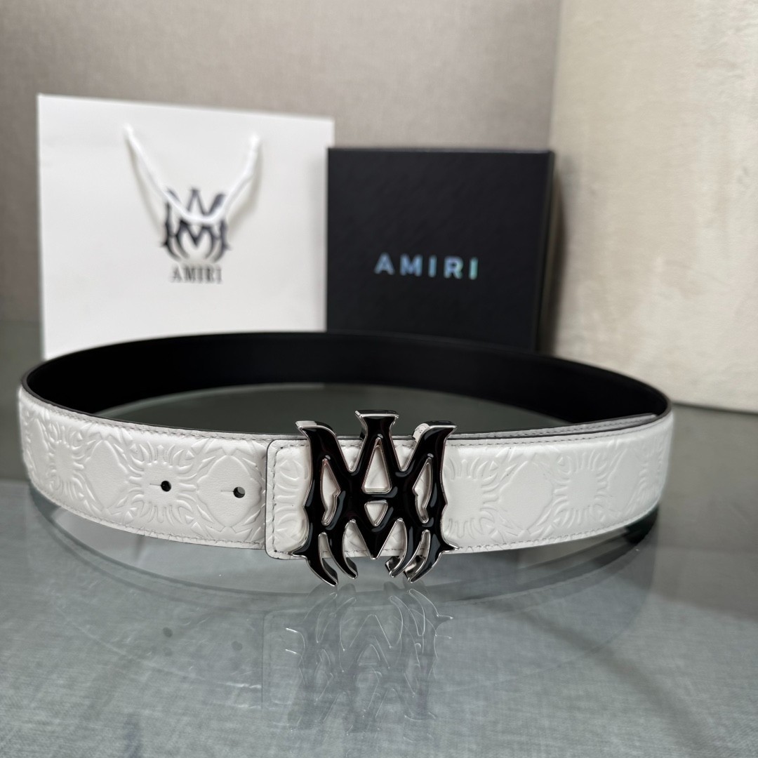 Amiri double-sided cowhide leather belt, 3.8cm wide