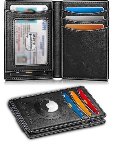 Men Wallet Airtag&Standard Use, Slim Wallet Money Clip Credit Card Holder Top