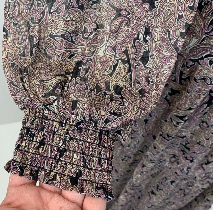 Lovestitch Women Small Maxi Dress Paisley Victorian Chiffon Tassels Sheer Boho