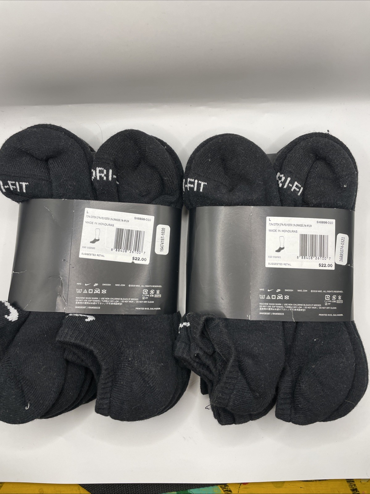 Nike 12pairs Unisex Everyday Plus Cushioned No Show Black Socks Mens Size L 8-12