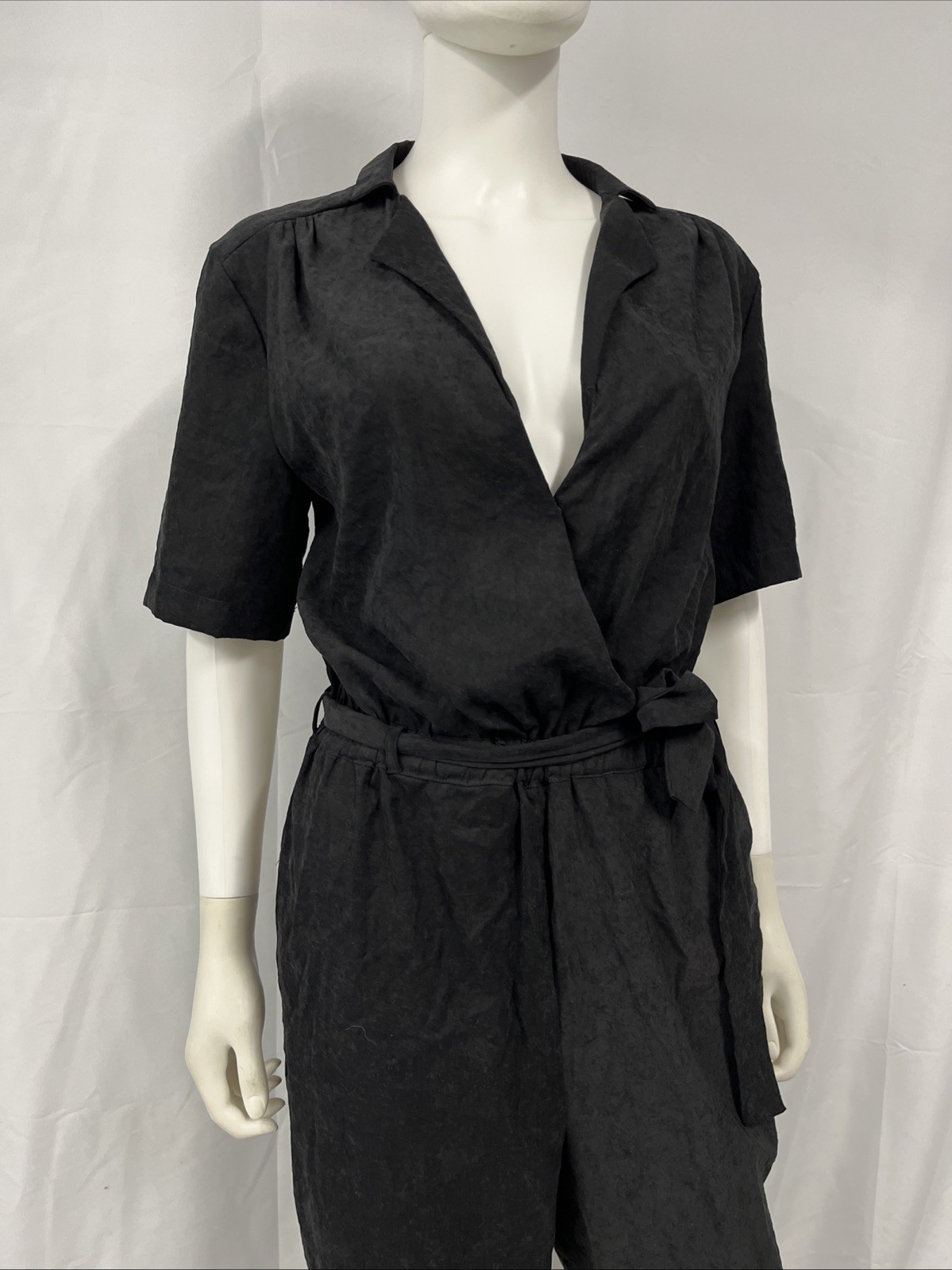 Lira Black Jumpsuit Women’s Medium Liquid Casual Sash Minimalist Fashion