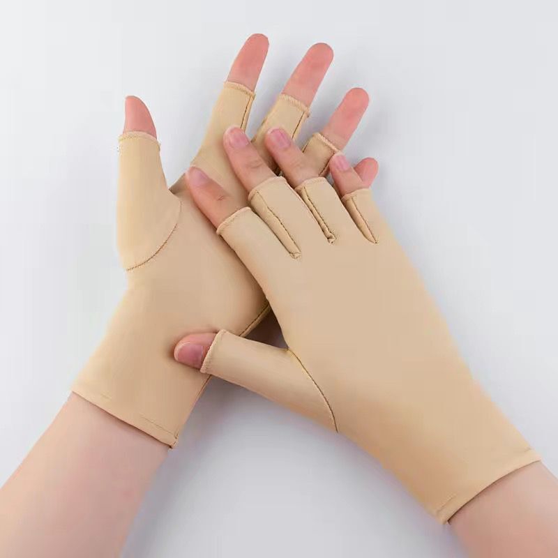 2× Cooling Ice Silk Gloves Anti-UV Sun Protection Half Finger Driving Gloves USA